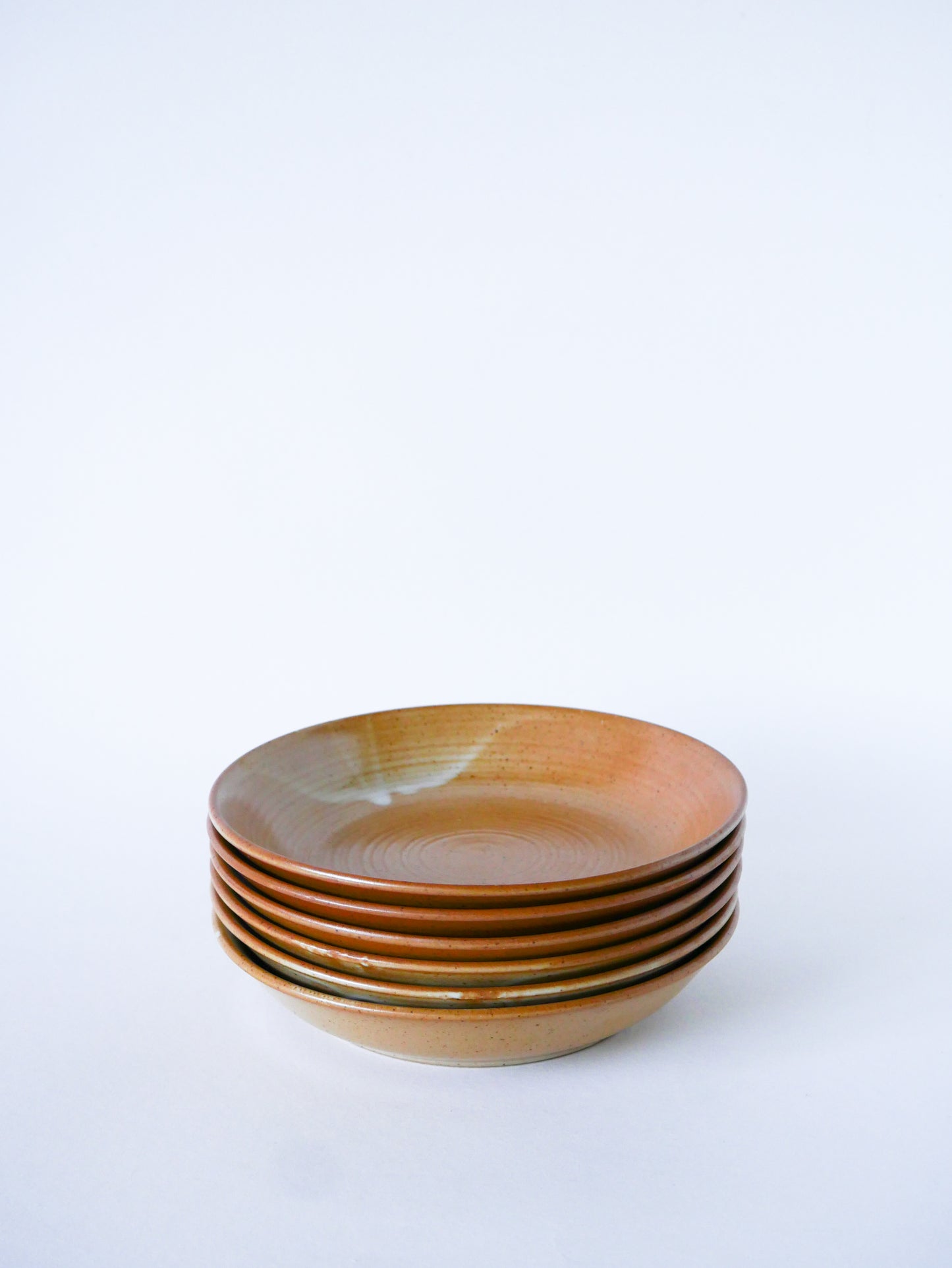 Lot de 6 assiettes creuses en grès, 1970 - 19 cm