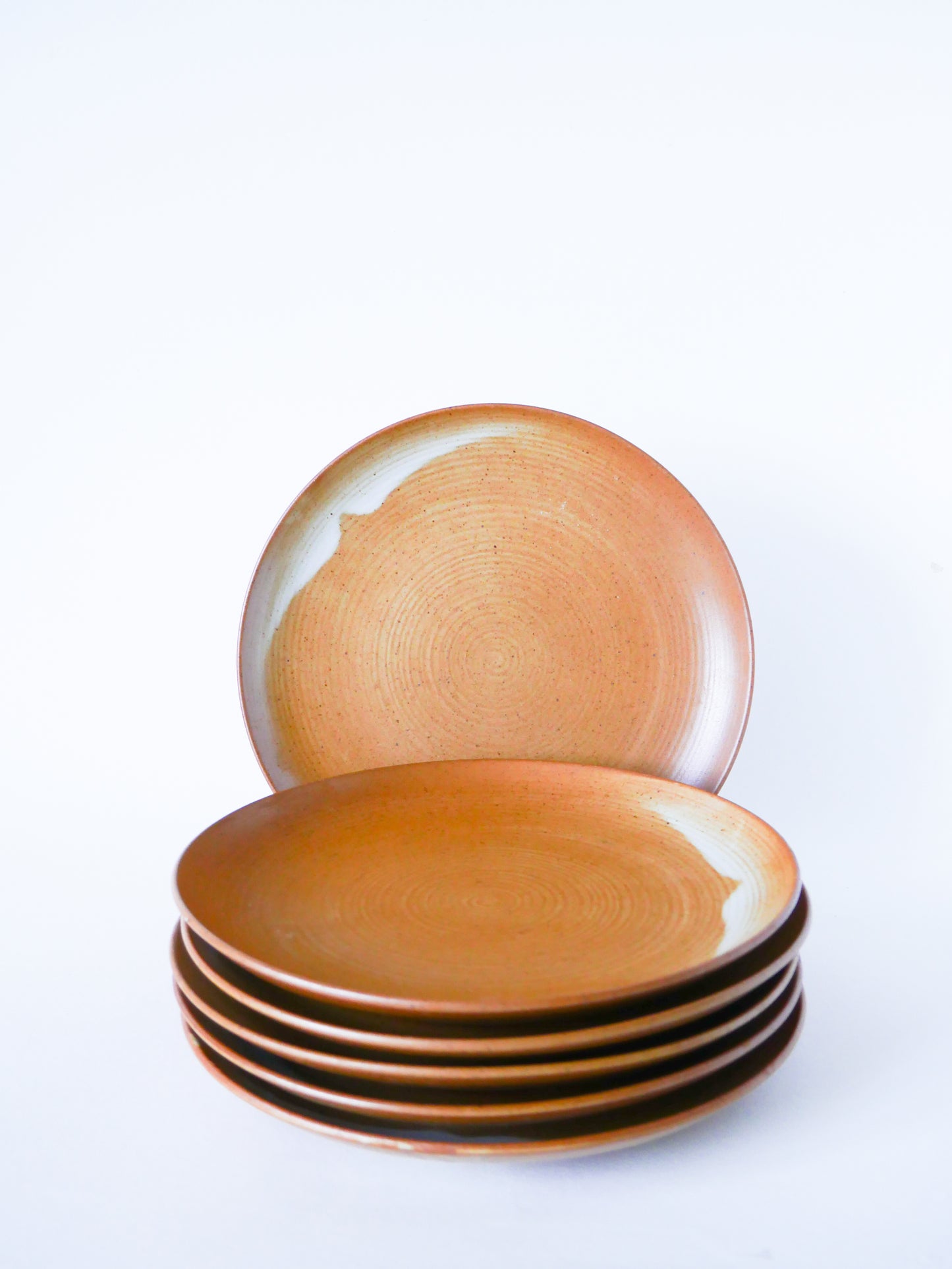 Lot de 6 assiettes plates en grès, 1970 - 24 cm
