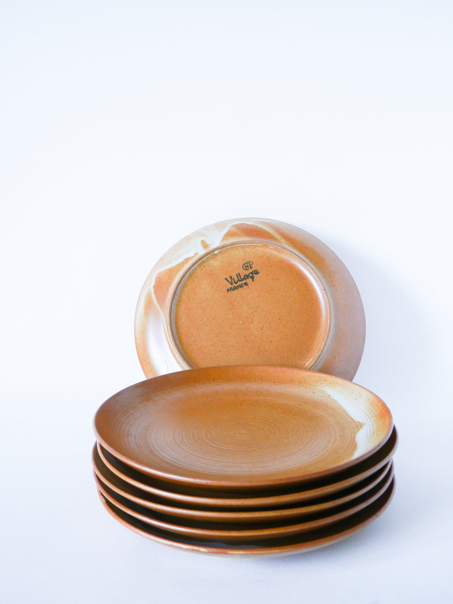 Lot de 6 assiettes plates en grès, 1970 - 24 cm