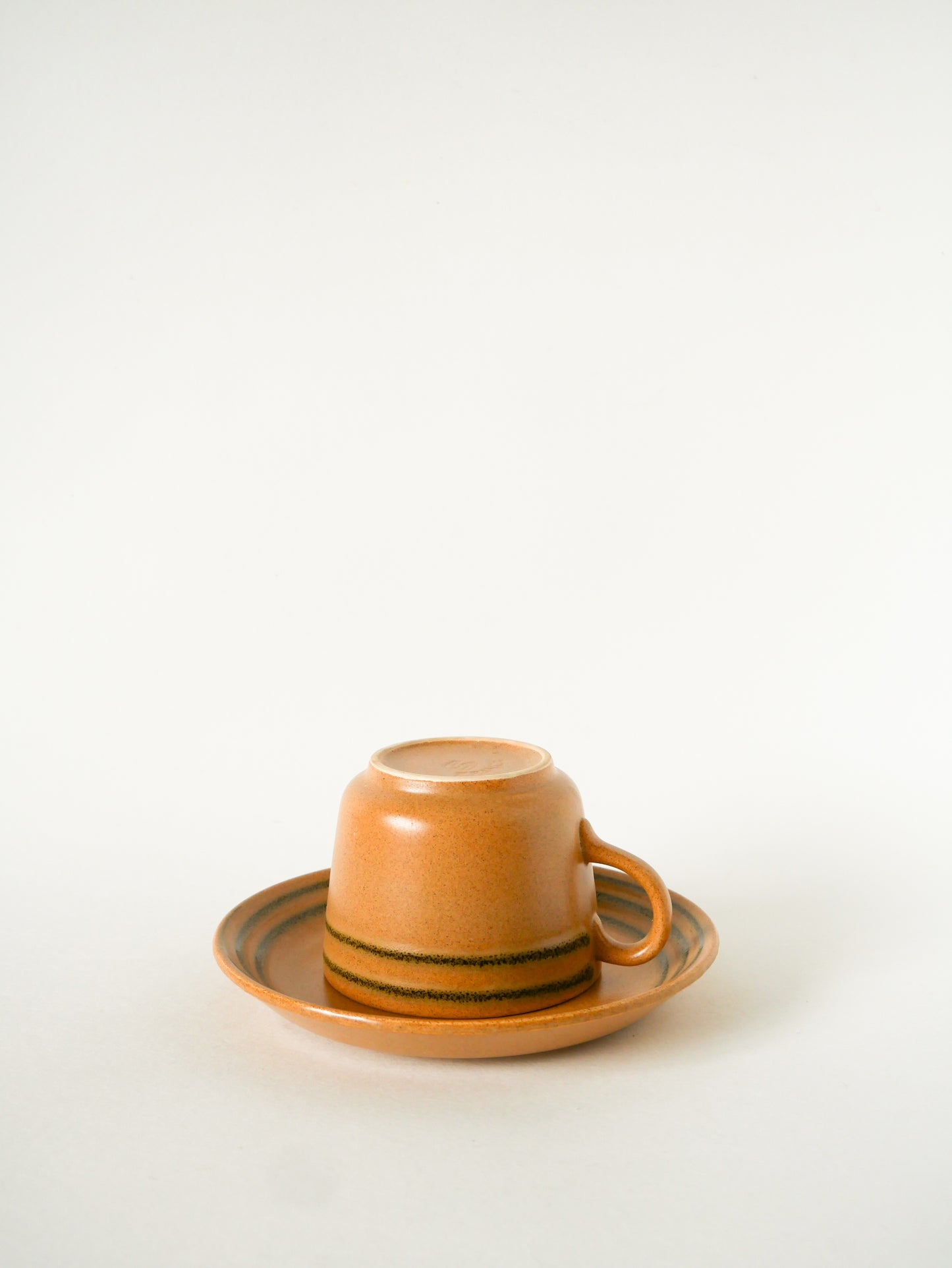 Paire de déjeuners en grès, Beige et Vert, Digoin Sarreguemines, 1970