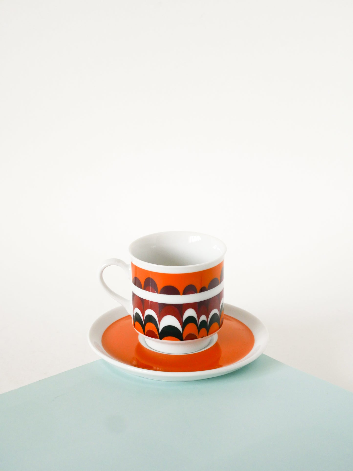 Ensemble de 6 tasses à café, motifs Psyche, Orange, Made in Germany, 1970