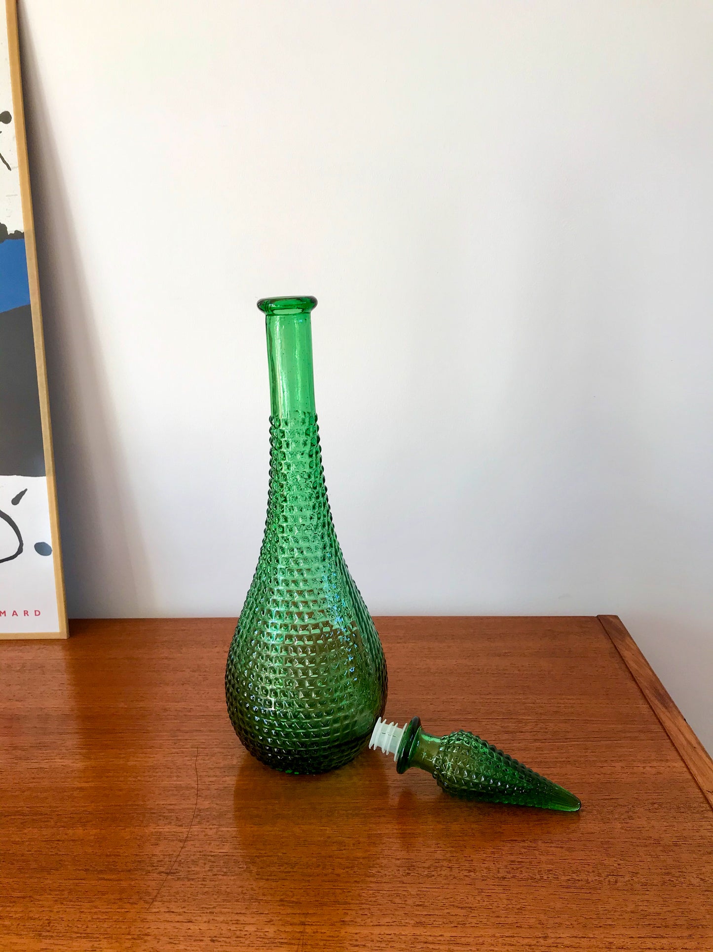 Grande carafe italienne en verre empoli années 70