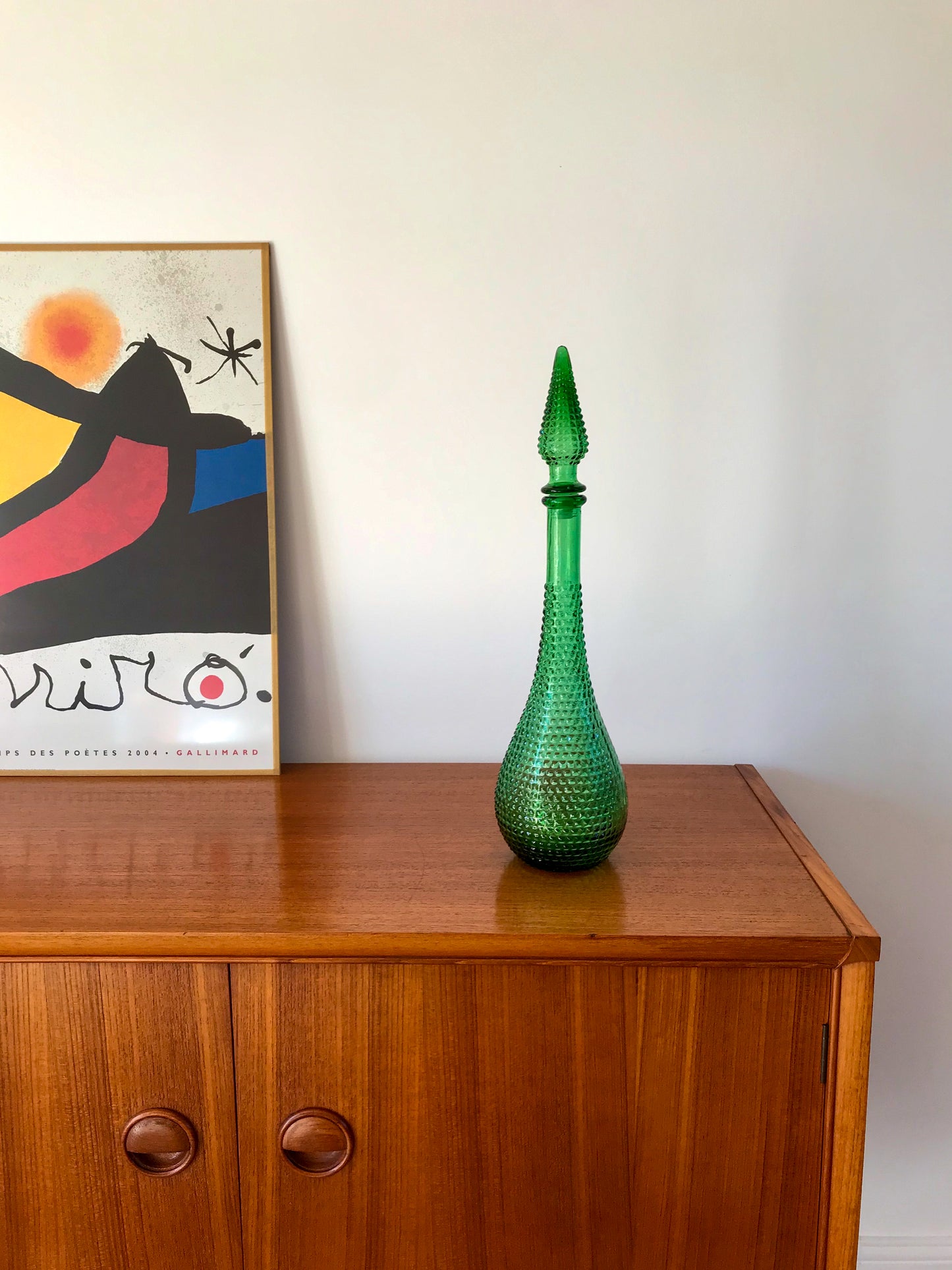 Grande carafe italienne en verre empoli années 70