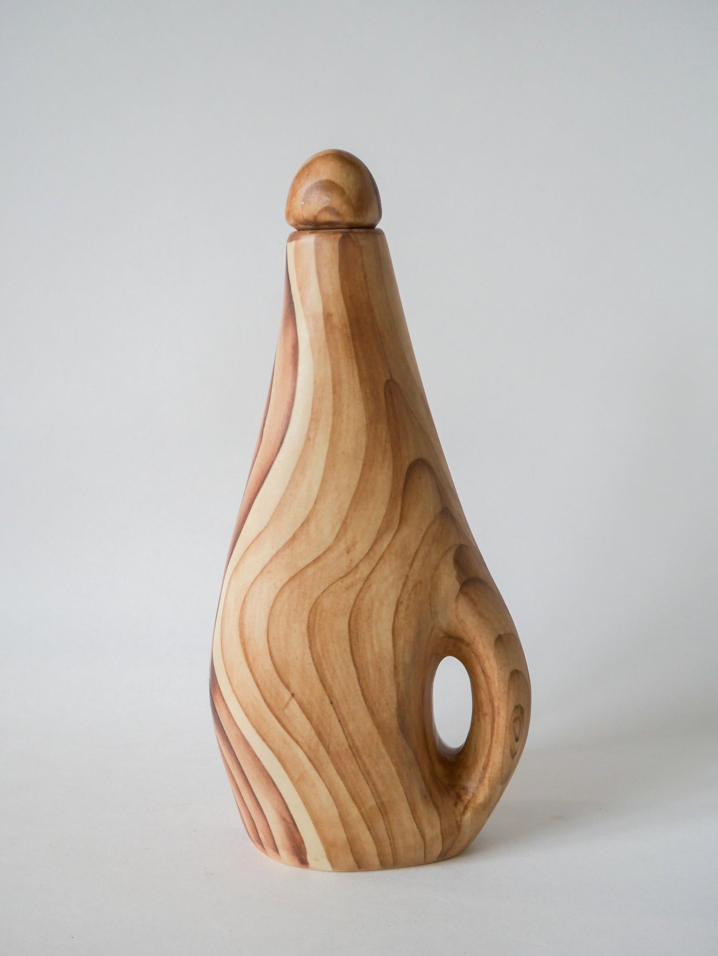 Carafe et 4 verres à liqueur en céramique Vallauris Grandjean-Jourdan effet bois Design 1950-1960