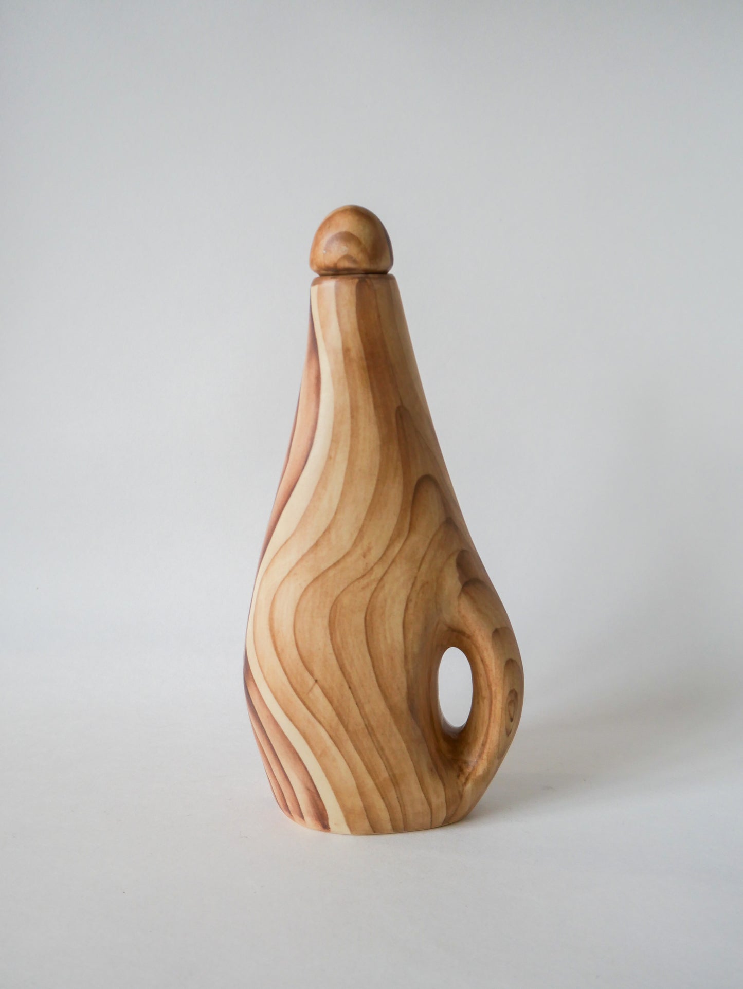 Carafe et 4 verres à liqueur en céramique Vallauris Grandjean-Jourdan effet bois Design 1950-1960