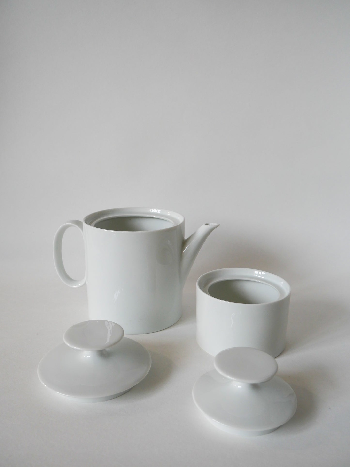 Théière et sucrier en céramique blanc Germany Thomas Design Moderniste 1970