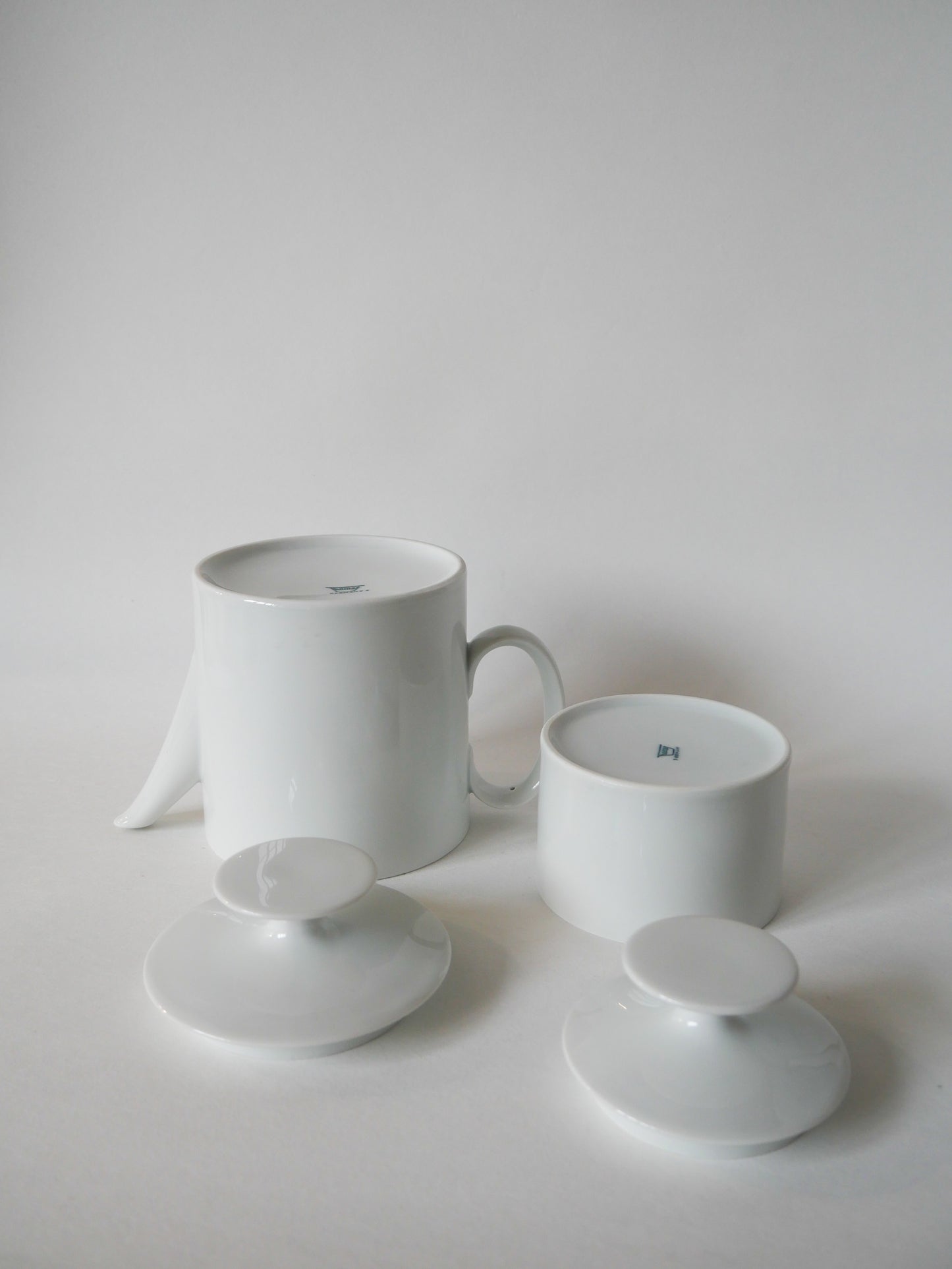 Théière et sucrier en céramique blanc Germany Thomas Design Moderniste 1970