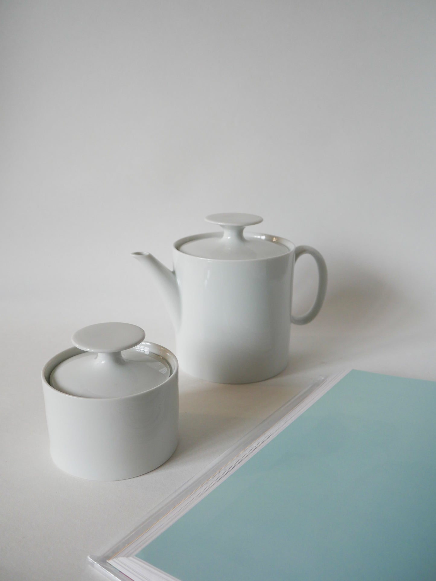 Théière et sucrier en céramique blanc Germany Thomas Design Moderniste 1970