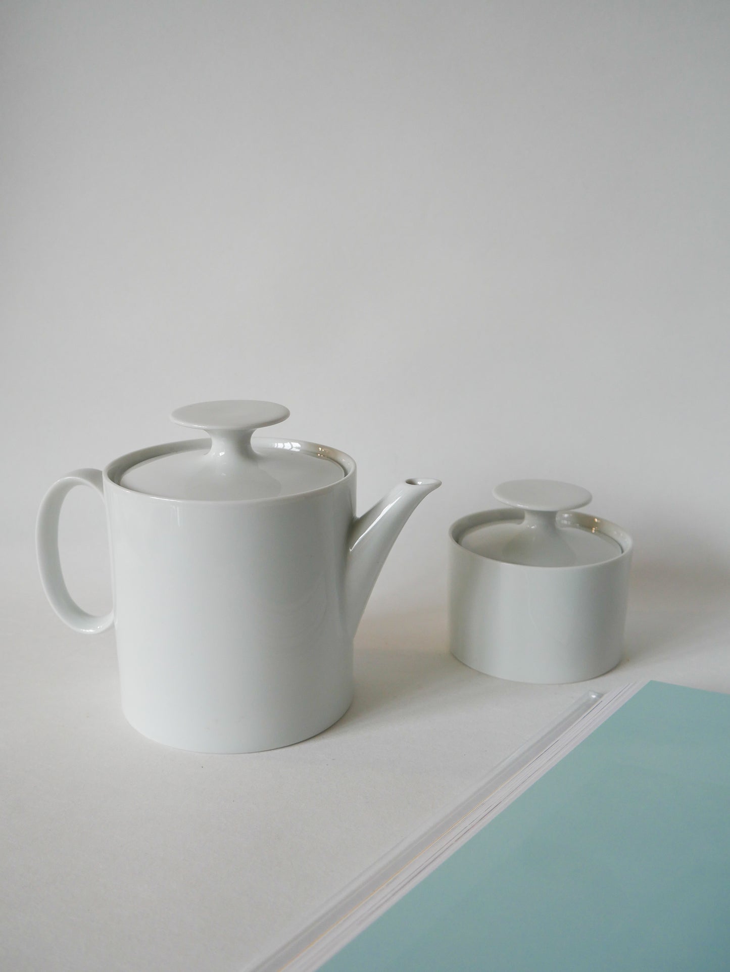 Théière et sucrier en céramique blanc Germany Thomas Design Moderniste 1970