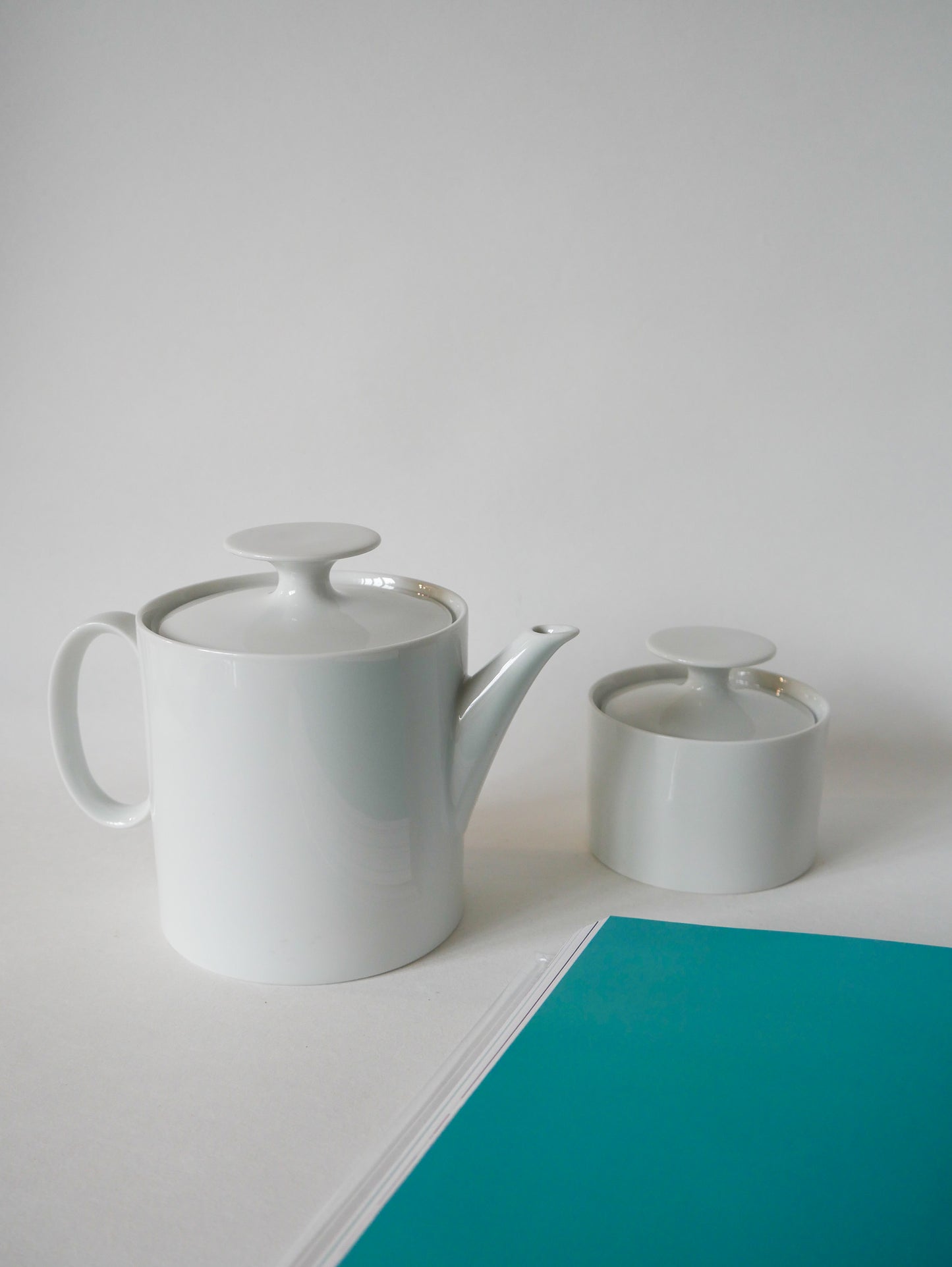 Théière et sucrier en céramique blanc Germany Thomas Design Moderniste 1970