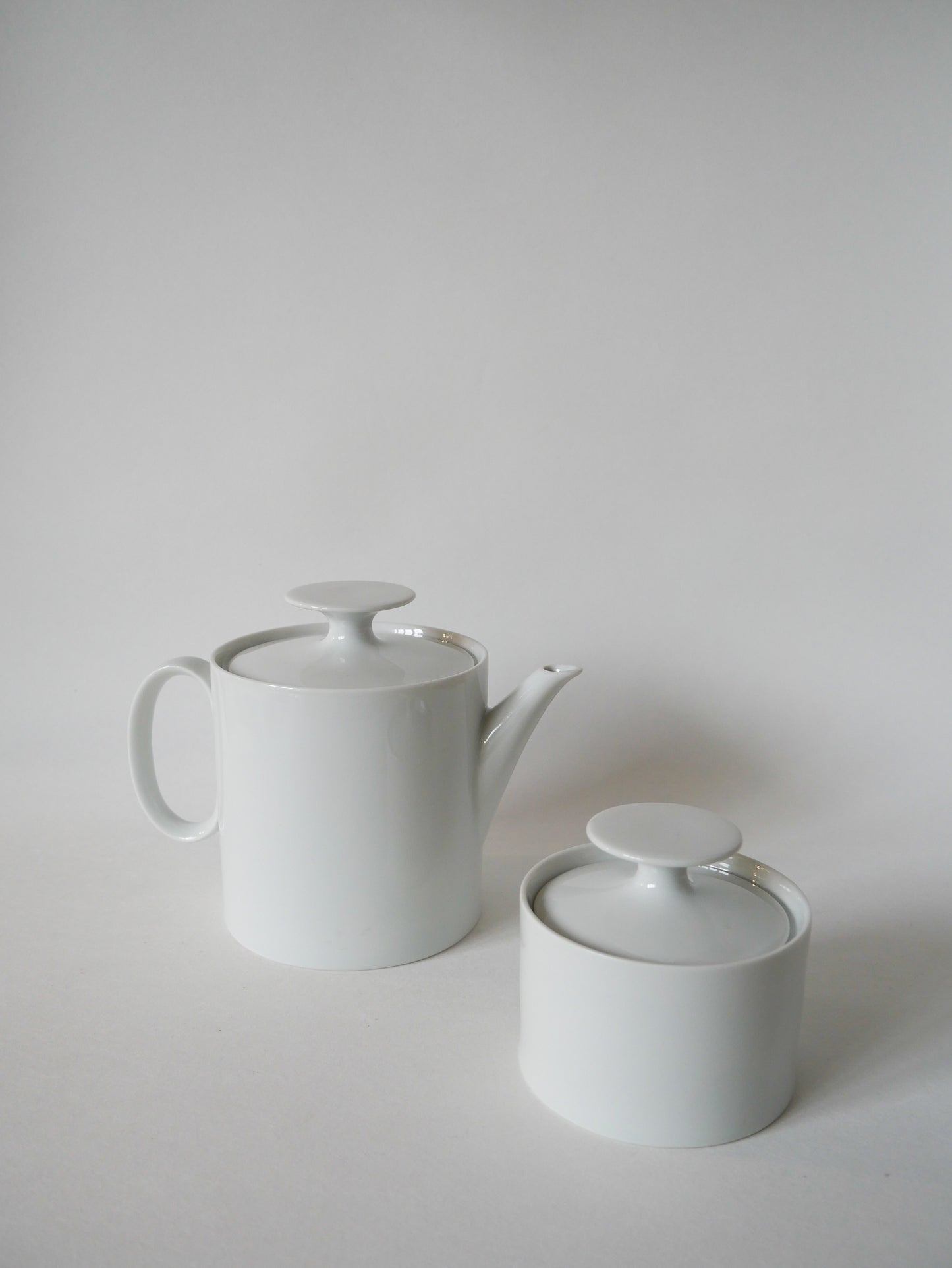 Théière et sucrier en céramique blanc Germany Thomas Design Moderniste 1970