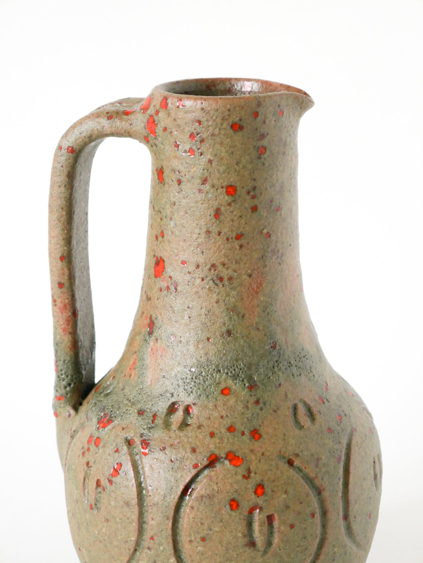 Très grand pichet en céramique Campo Piano – Orezza, Gris et Orange, 1960