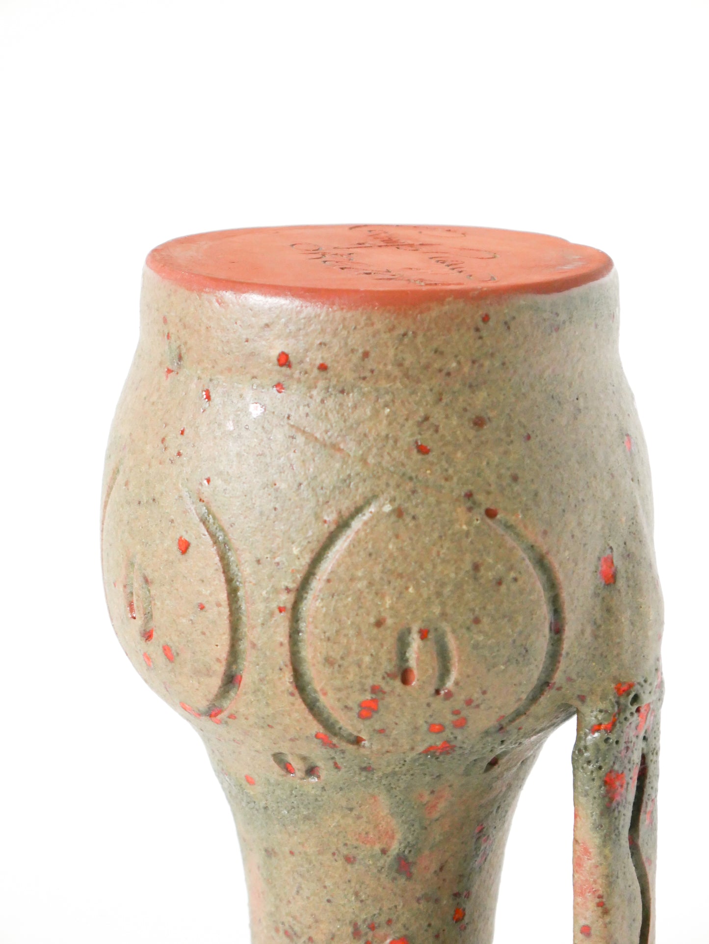 Très grand pichet en céramique Campo Piano – Orezza, Gris et Orange, 1960