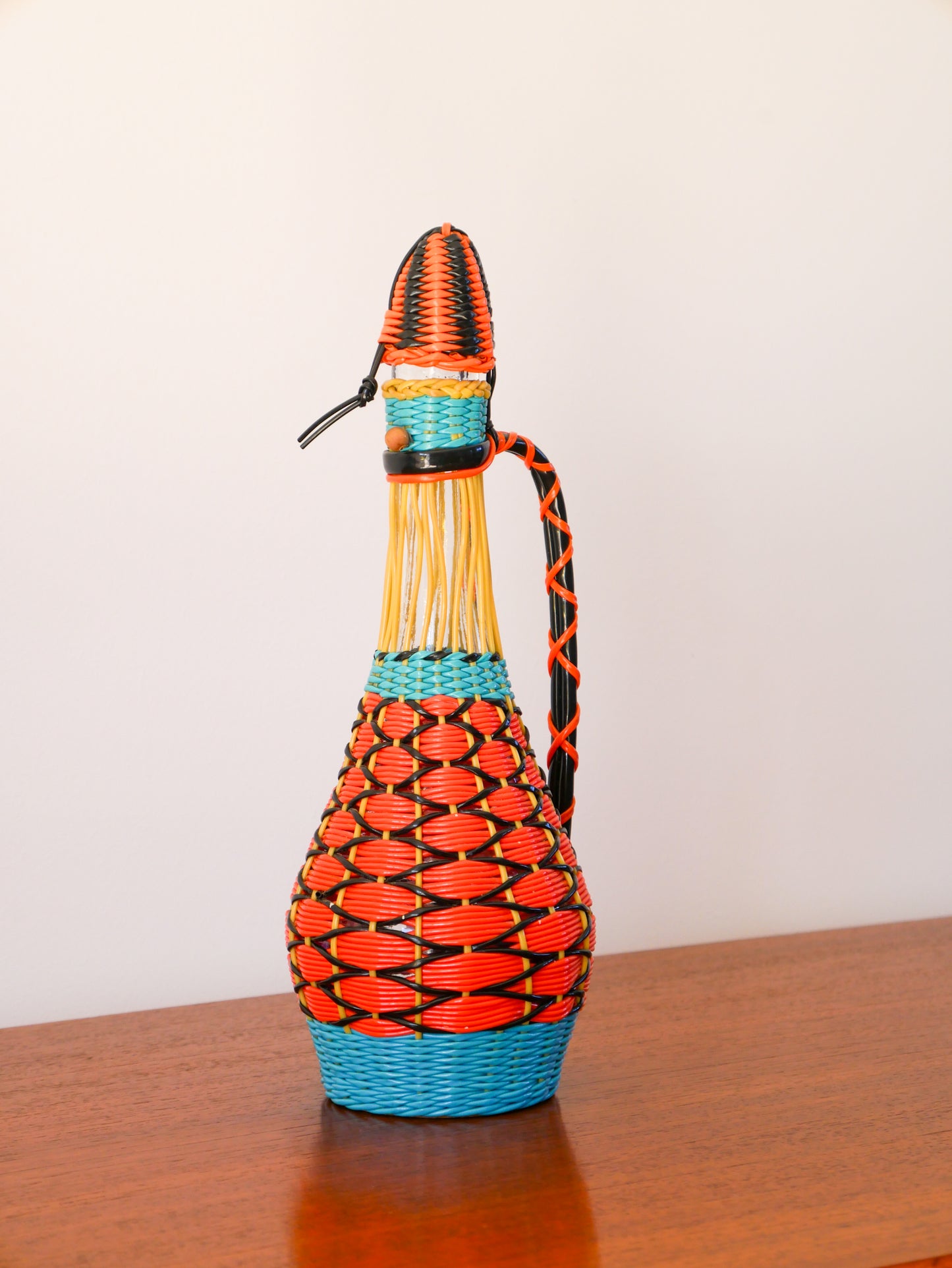 Pichet en scoubidou Multicolore, Orange & Bleu, 1970