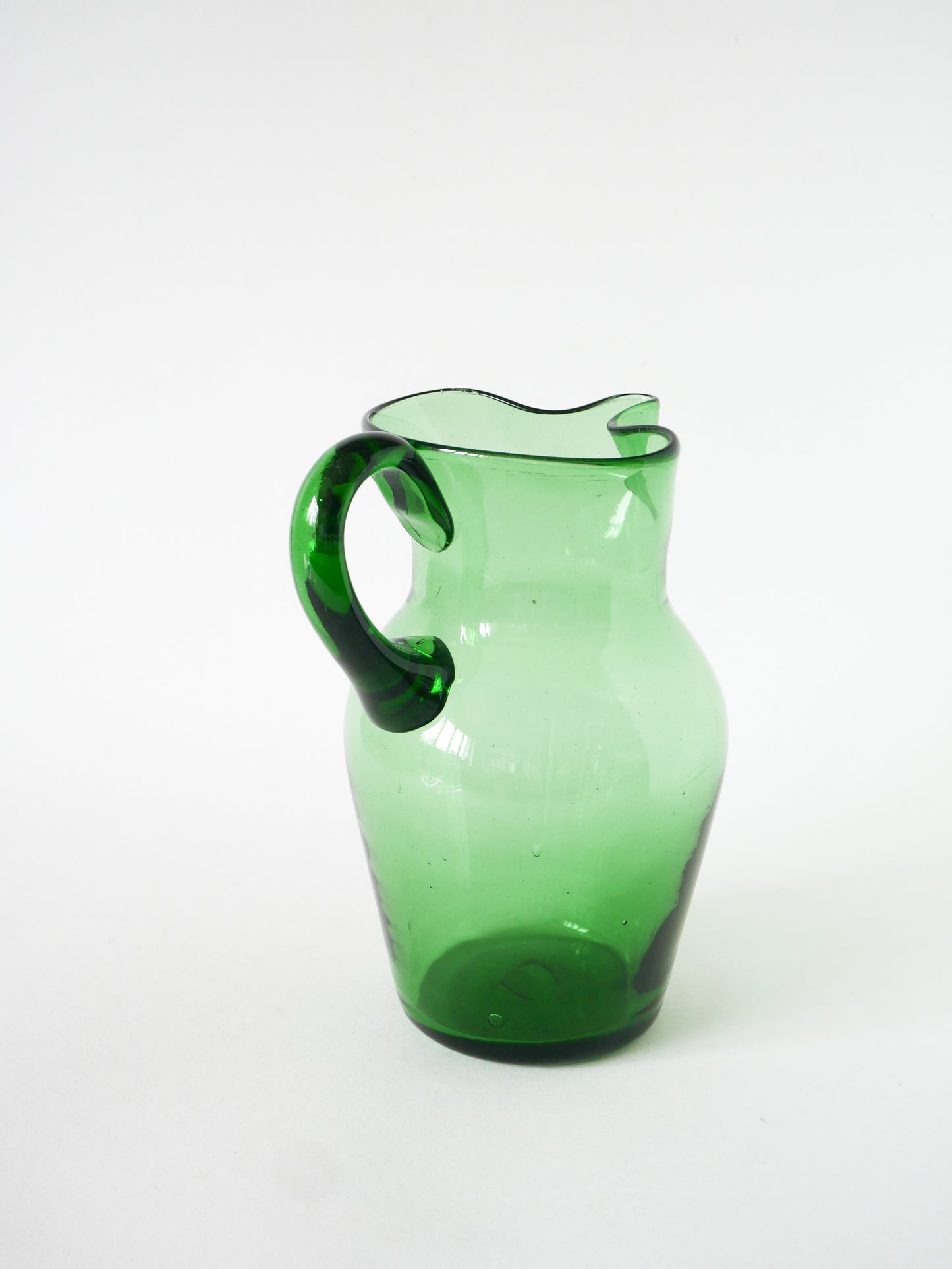 Grand pichet en verre soufflé, Vert, 1970
