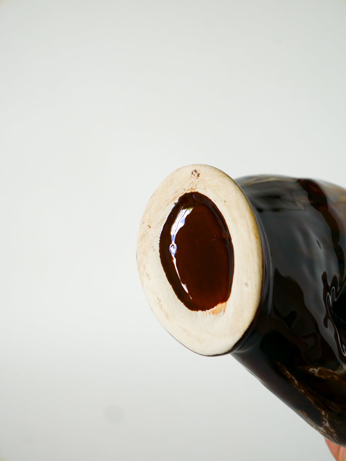 Pichet en céramique, modèle poisson, Marron & Bleu, 1970