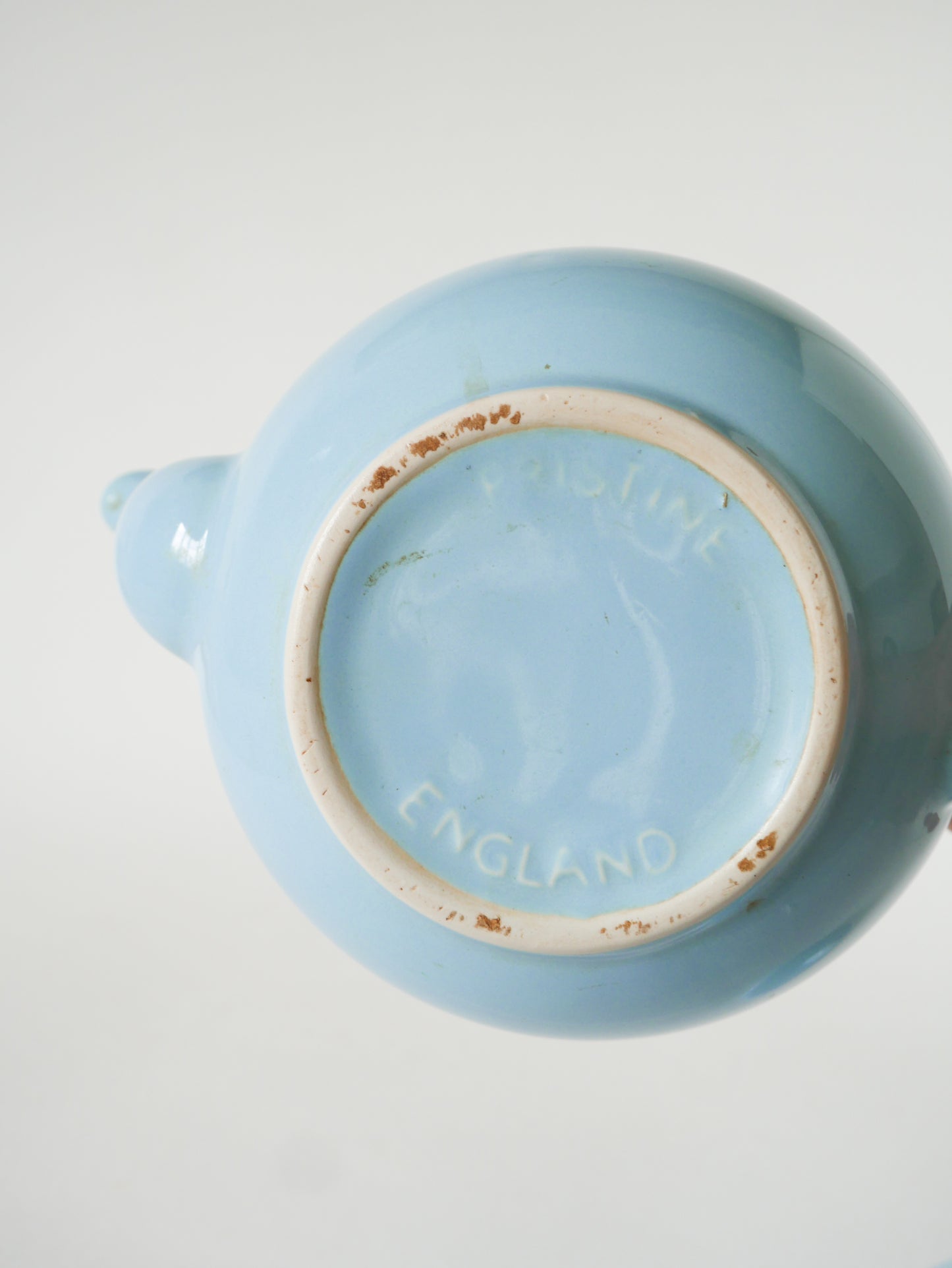 Grande théière en céramique, Bleu Ciel, Made in England, 1970