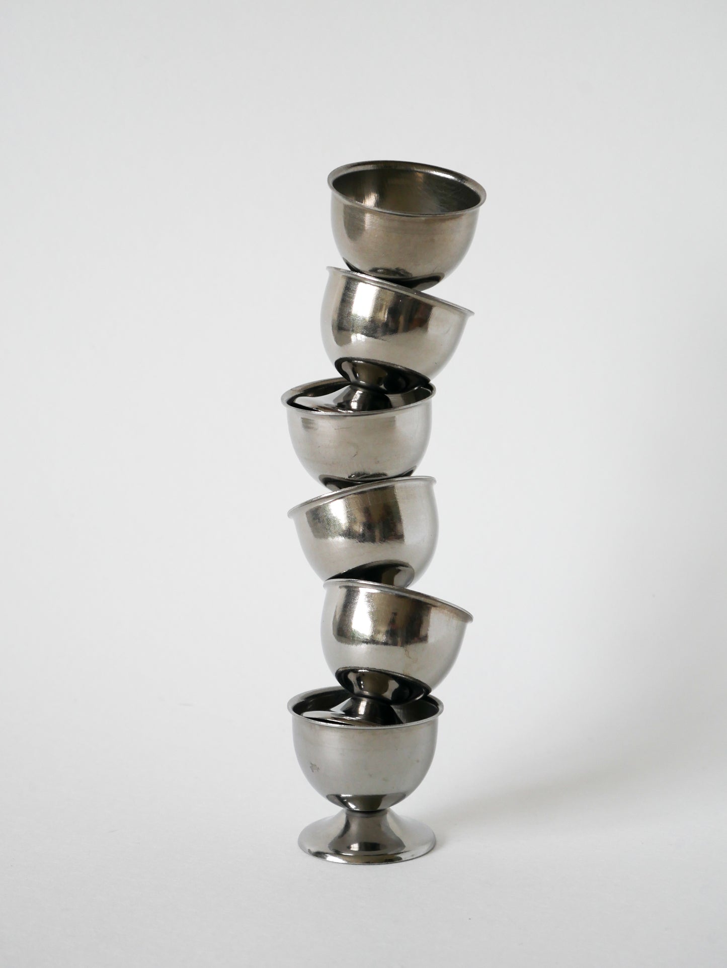 Lot de 6 coquetiers en inox, Design, 1970