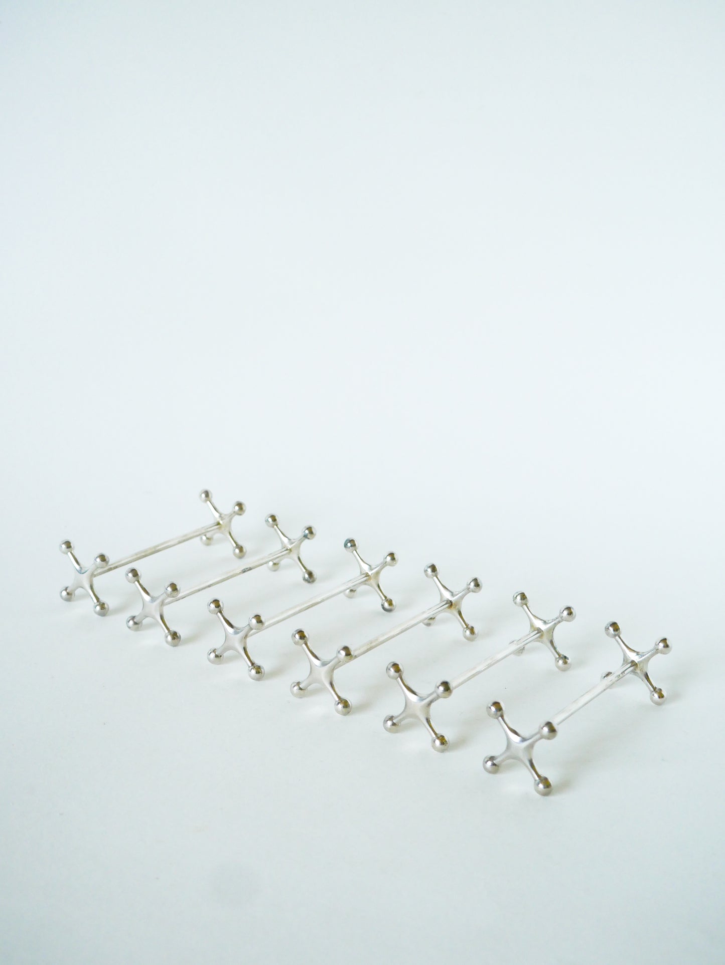 Lot de 6 porte couteaux en chrome, modèle Atome, 1970