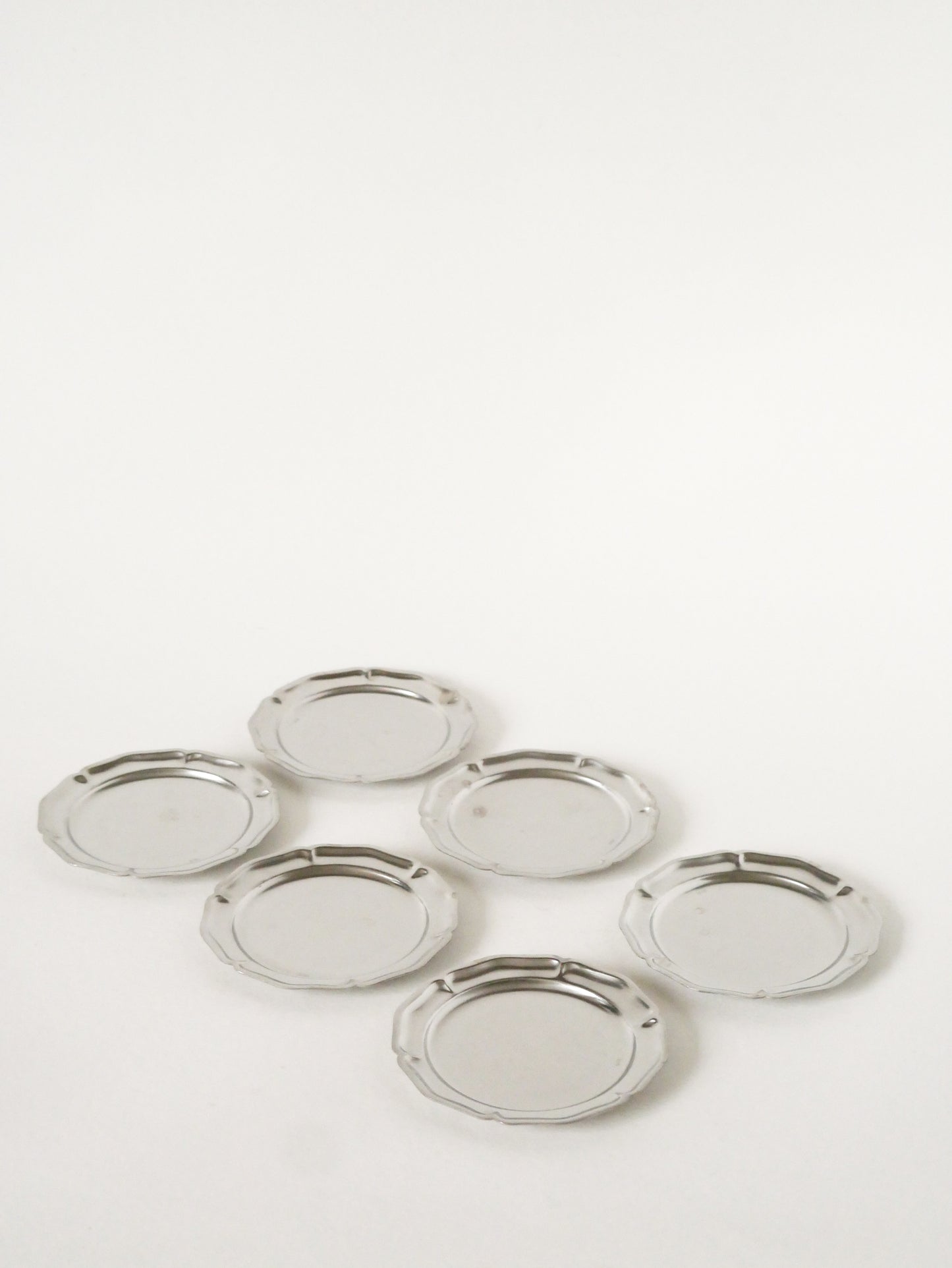 Lot de 6 dessous de verres en inox, 1970