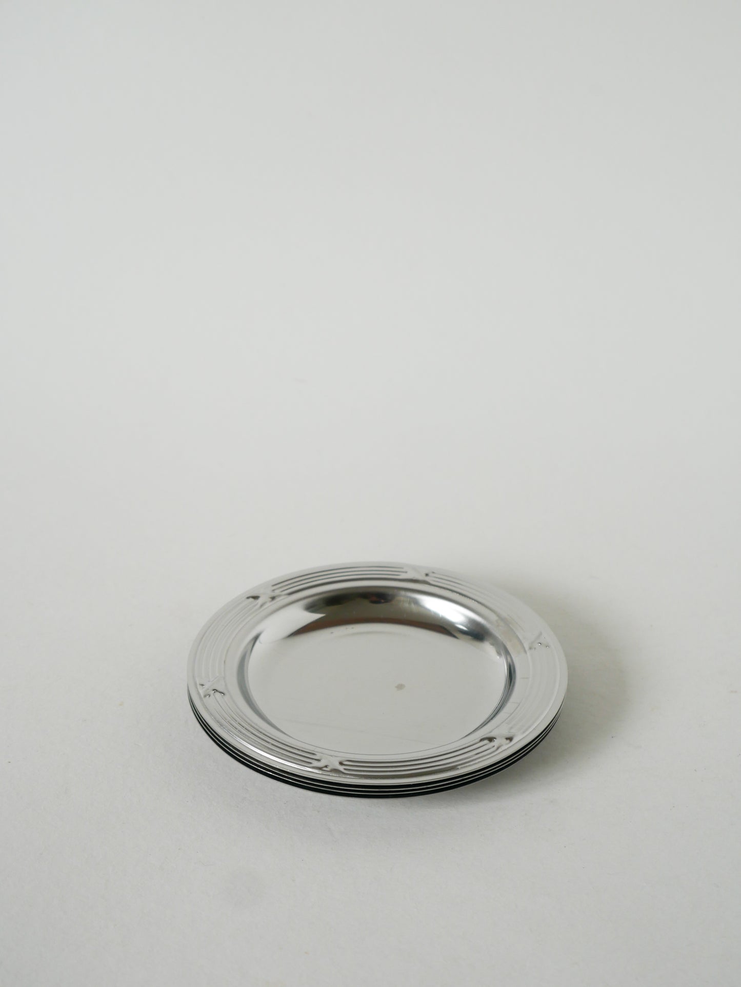 Lot de 4 dessous de verres en inox, Design, 1970 - 11.5 cm