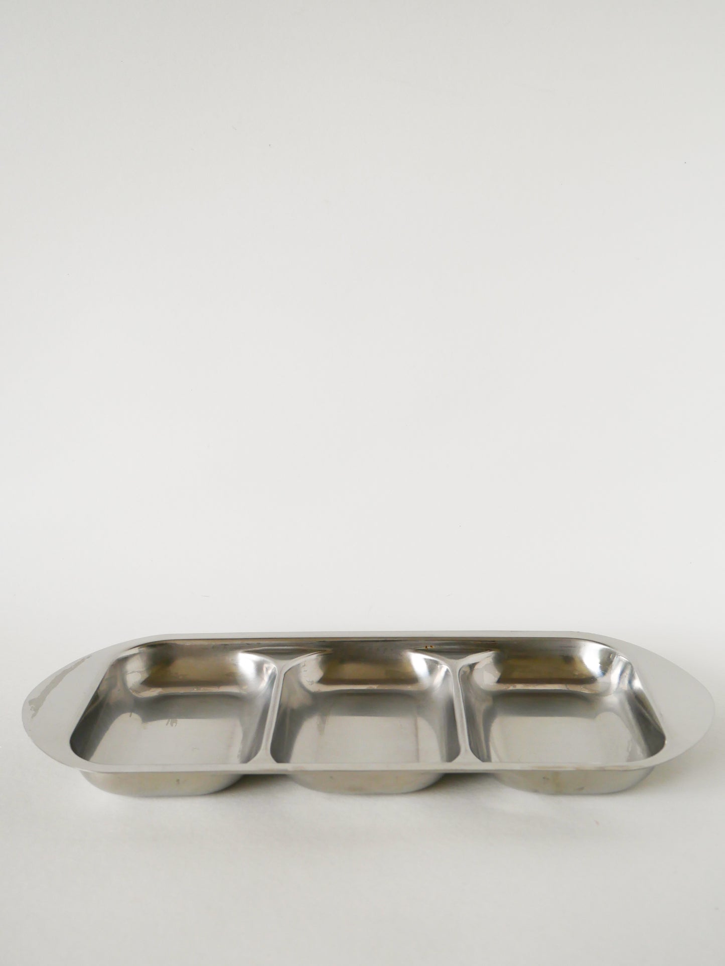 Plat à compartiments rectangulaire en inox, Design, 1970, 35 X 16 cm