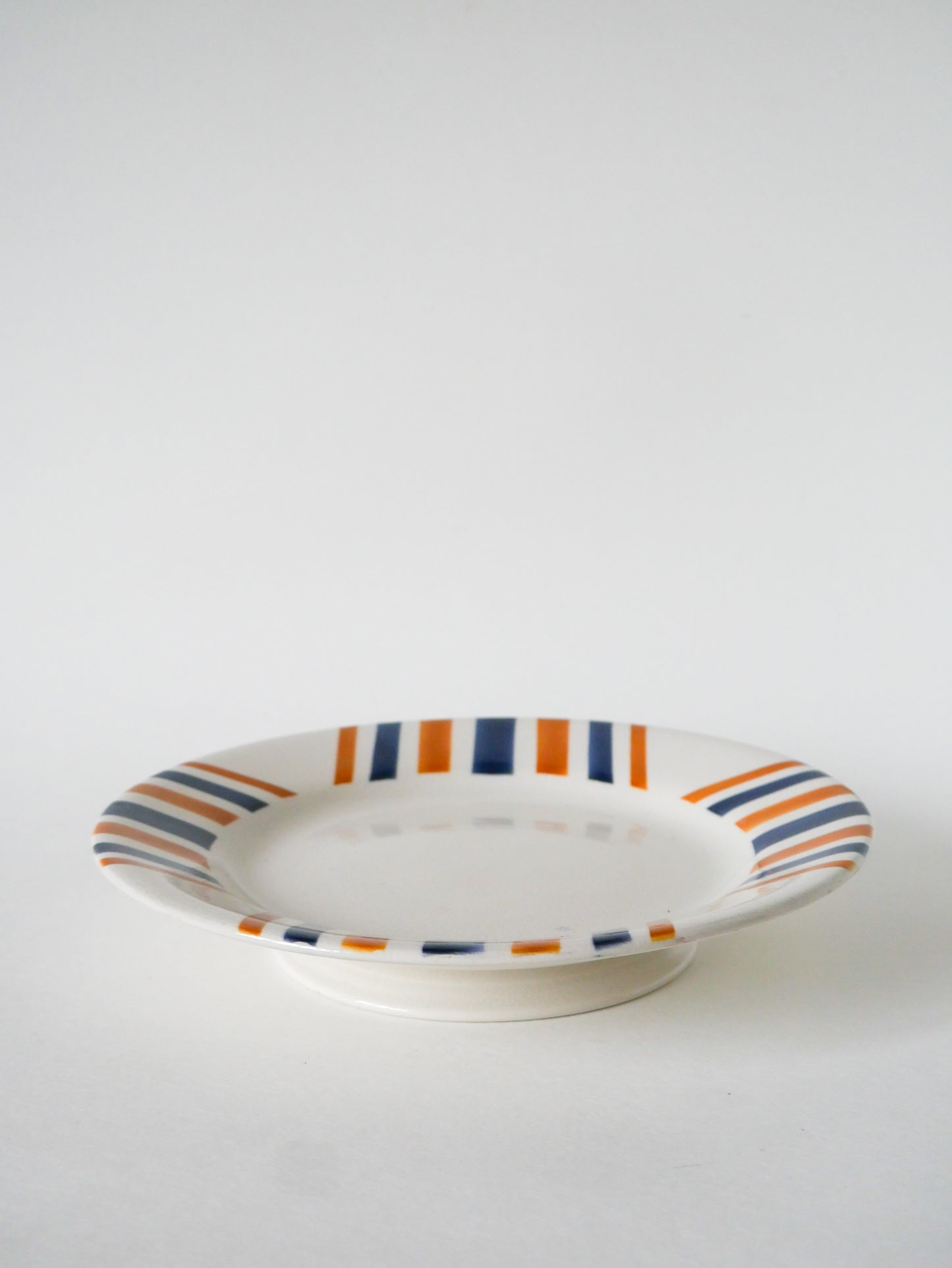 Compotier à rayures, HBCM modèle "Eskualouna", Orange et Bleu, 1960