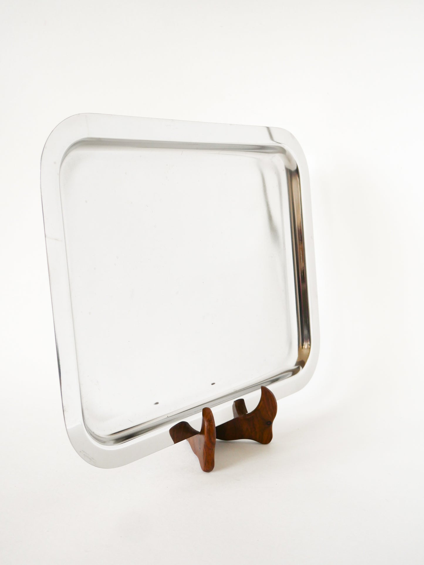 Grand plateau en inox rectangulaire, Made in Italy, Design, 1970 - 27.5 X 36 cm