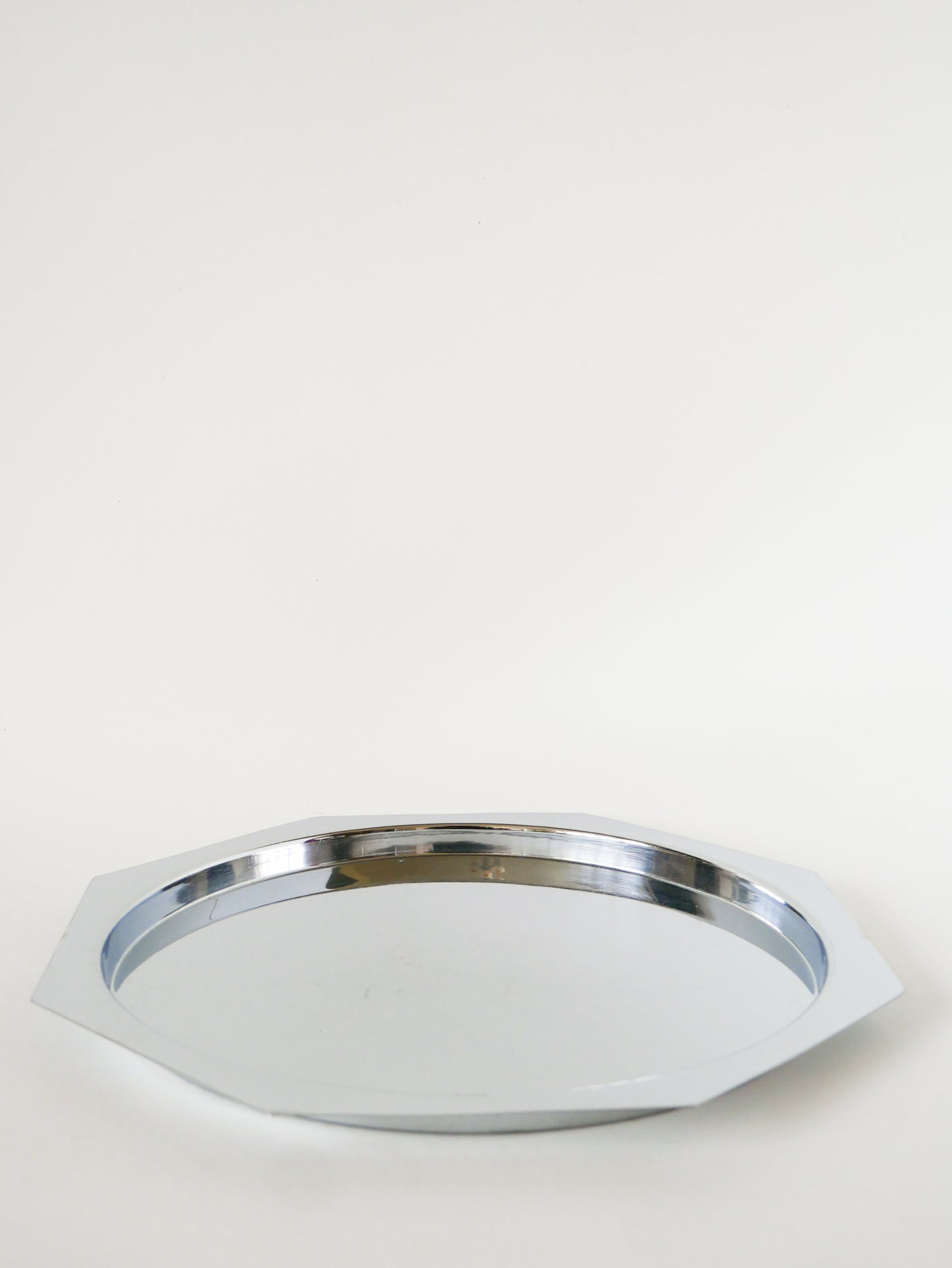 Plat rond octogonal en inox, Design, 1970 - 30 cm