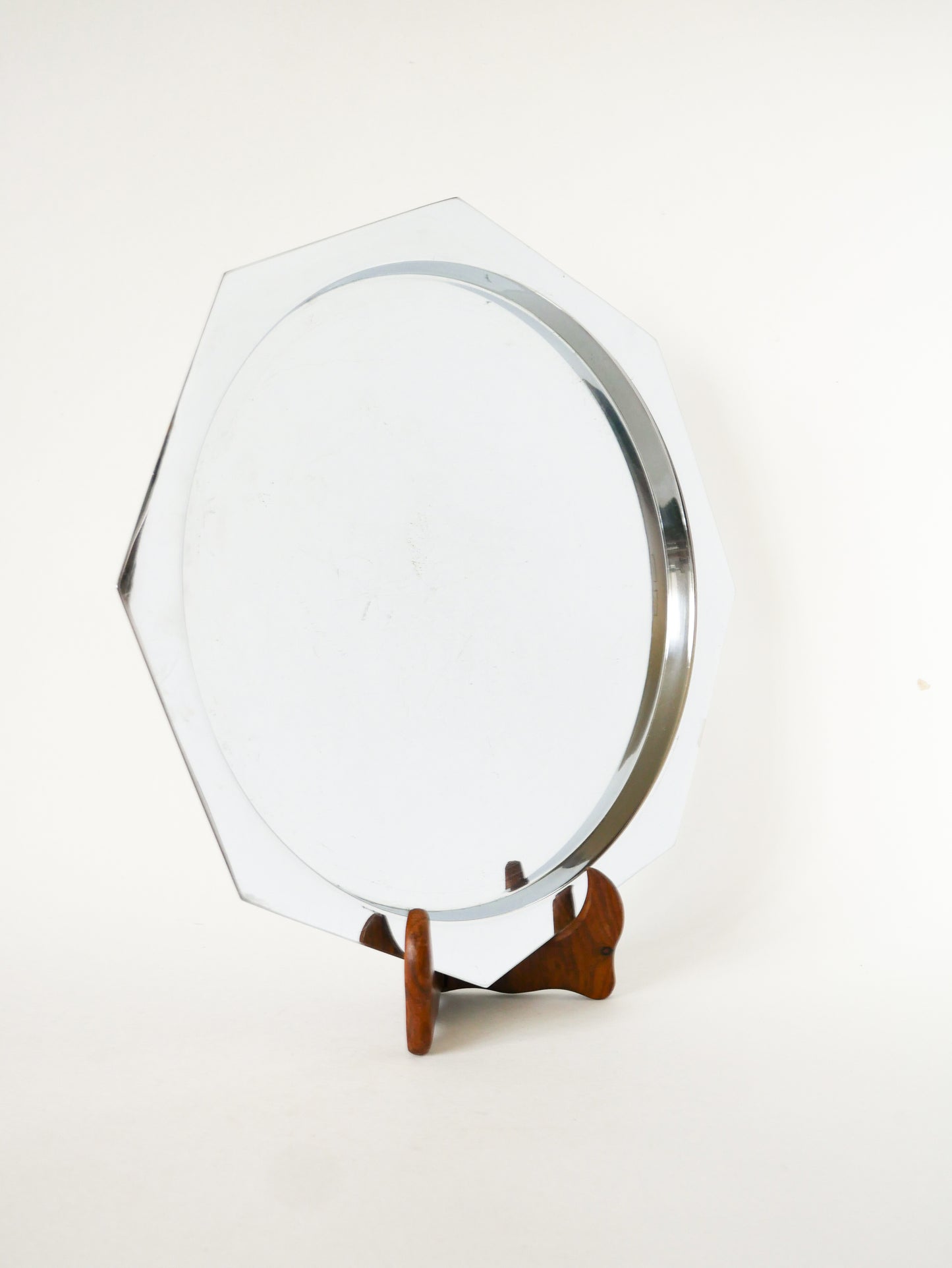 Plat rond octogonal en inox, Design, 1970 - 30 cm