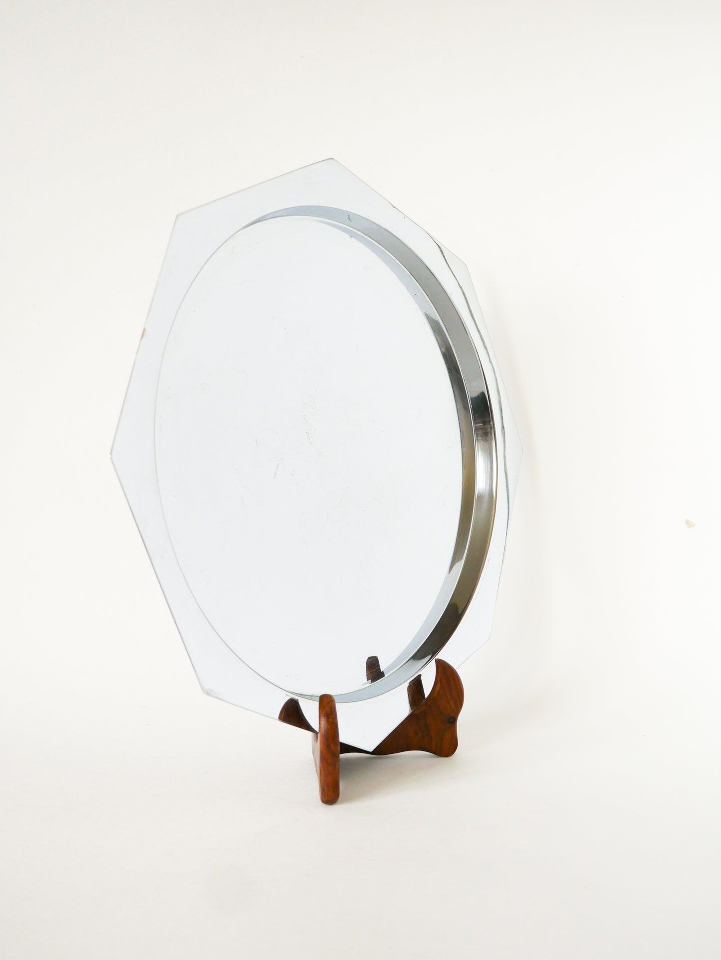 Plat rond octogonal en inox, Design, 1970 - 30 cm