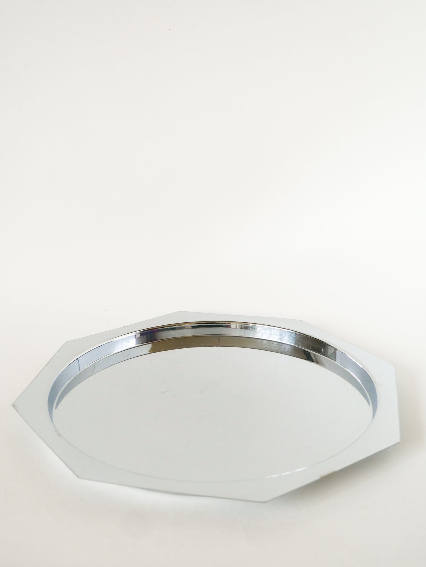 Plat rond octogonal en inox, Design, 1970 - 30 cm