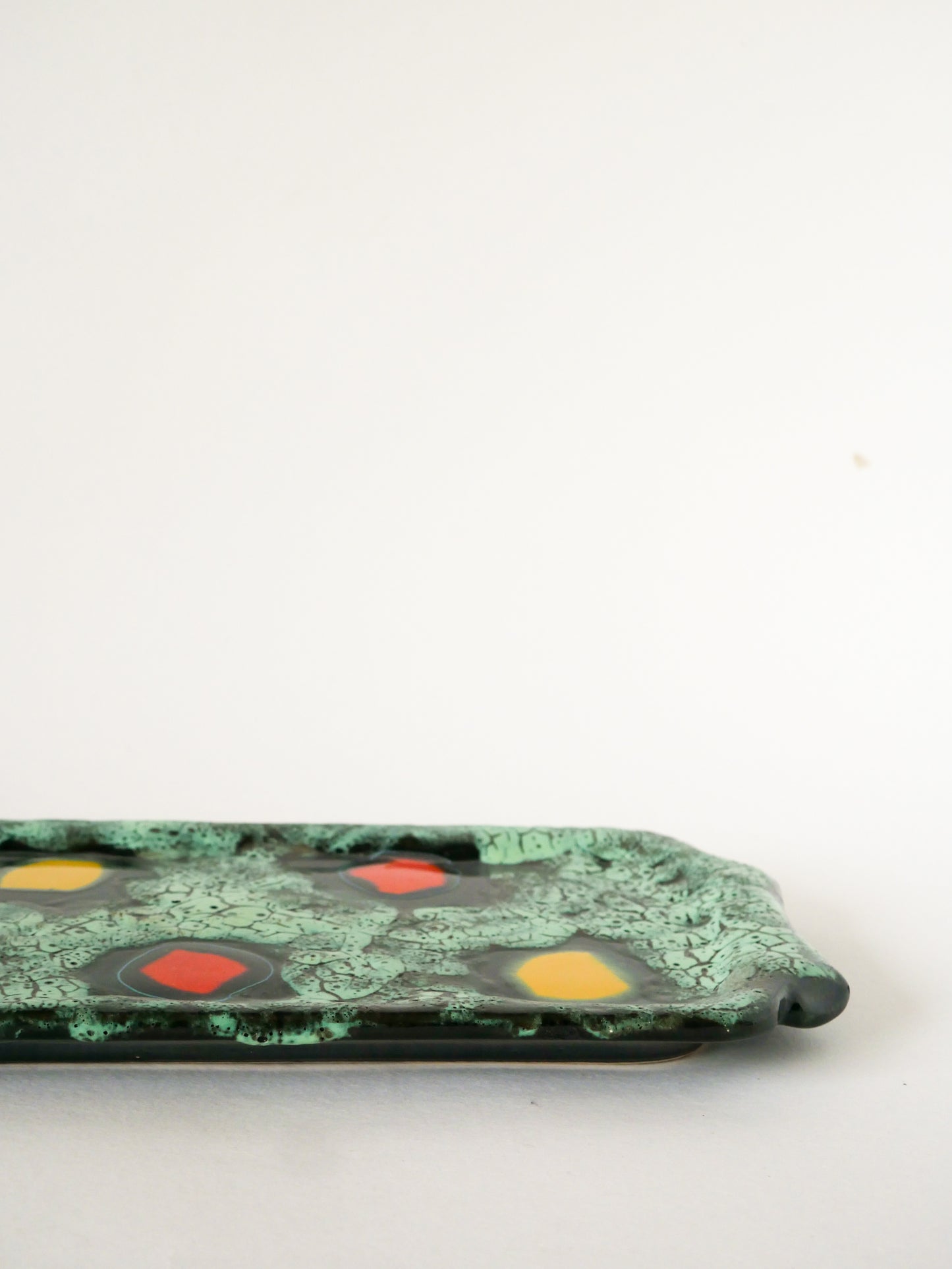Plat à cake en Fat Lava, Vert, Rouge et Jaune, 1970