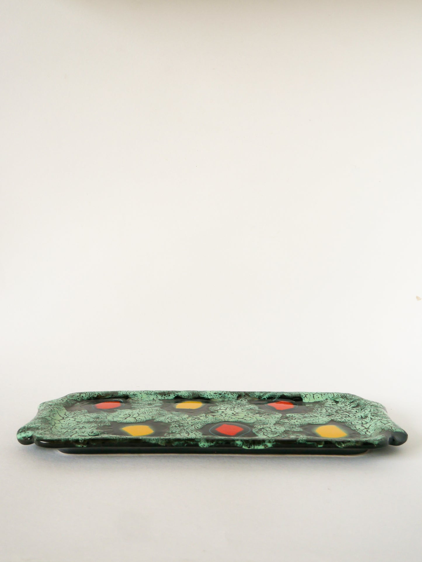 Plat à cake en Fat Lava, Vert, Rouge et Jaune, 1970