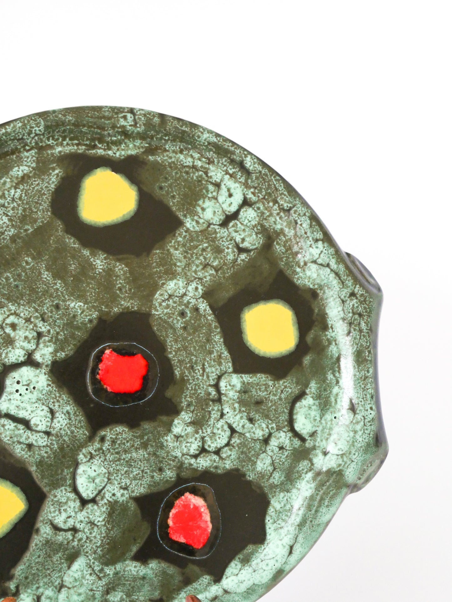 Plat à tarte en Fat Lava, Vert, Rouge et Jaune, 1970