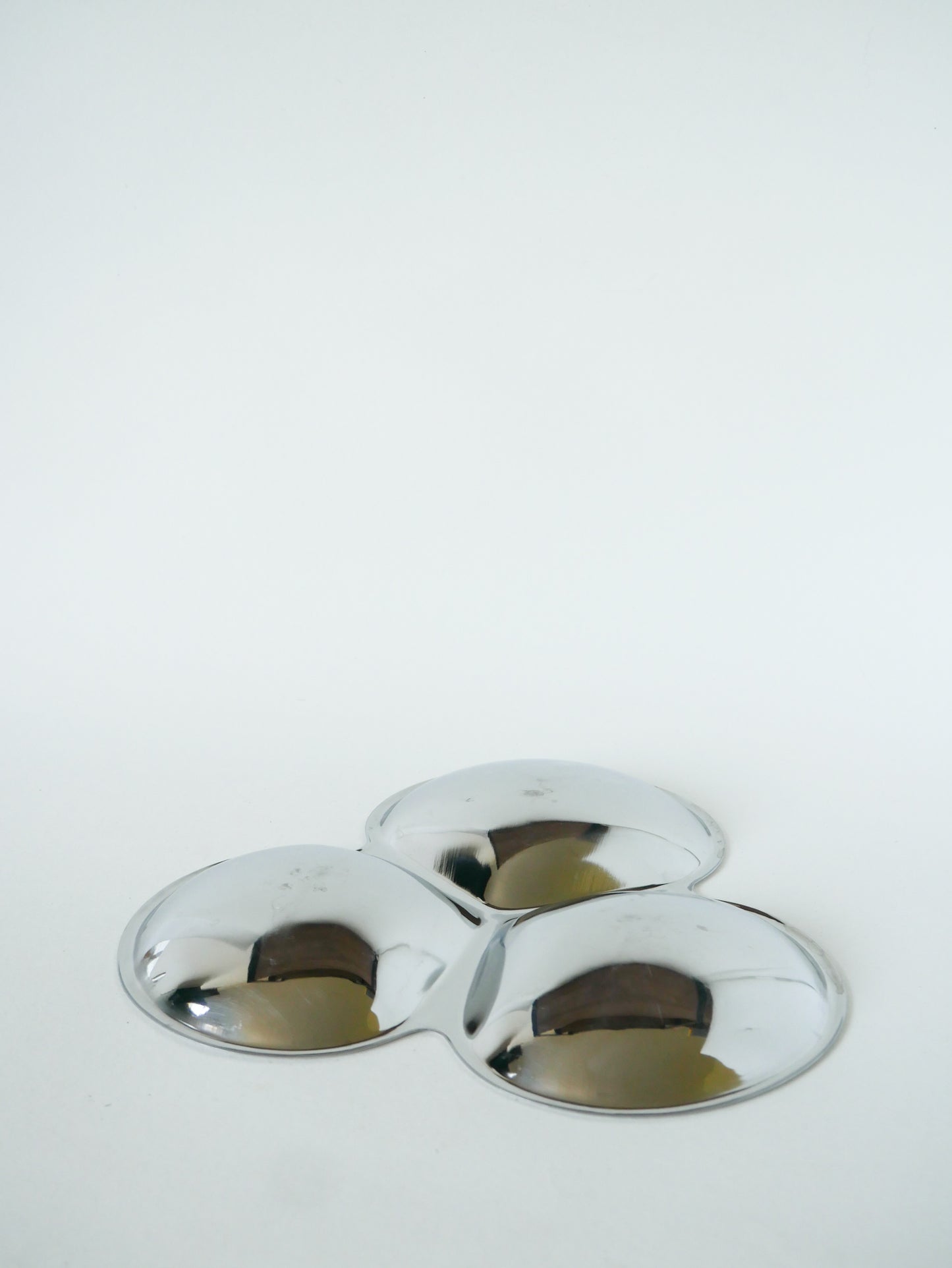 Présentoir triple en inox, Trèfle, Design, 1970