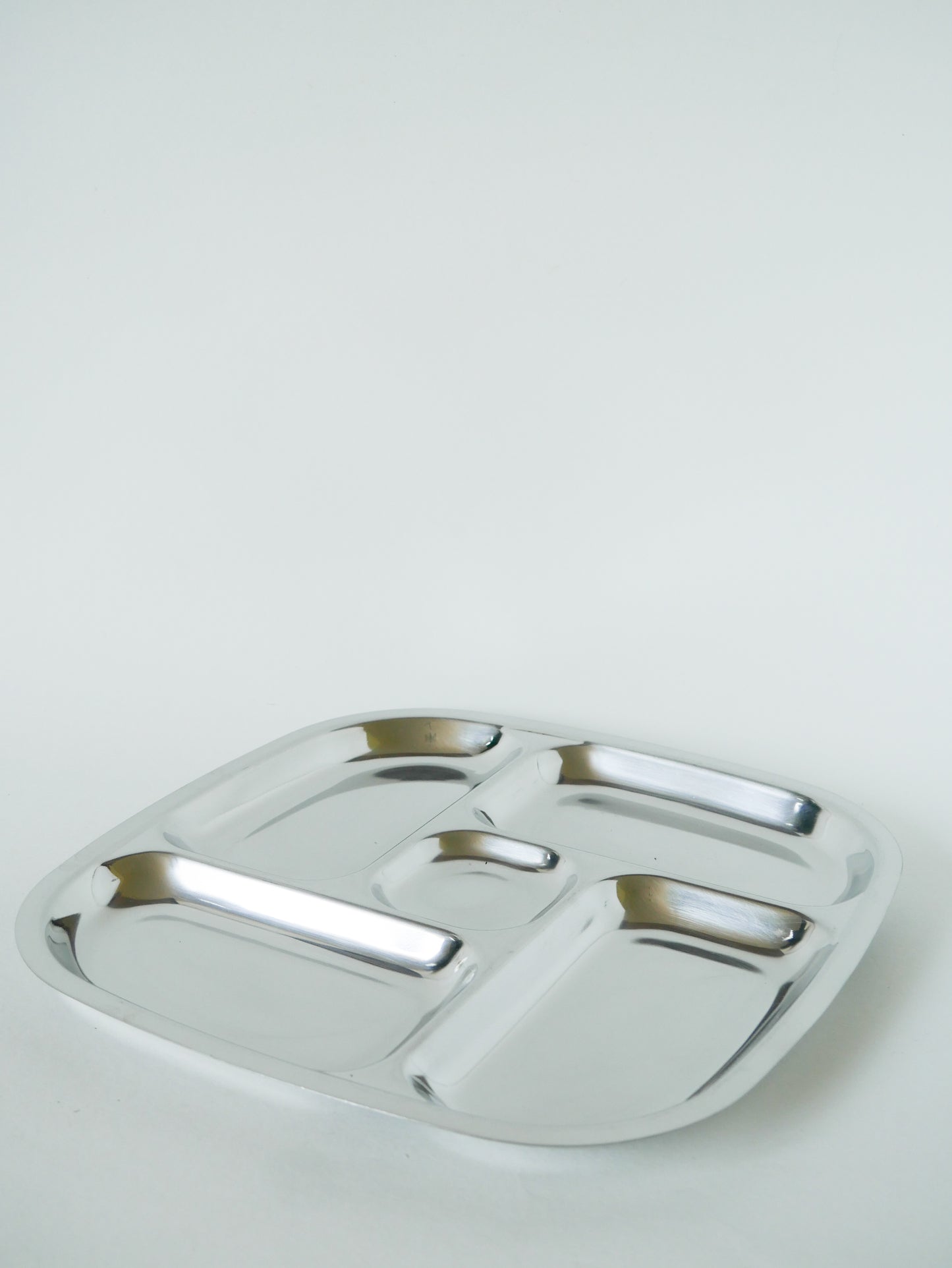 Présentoir à compartiments en inox, Carré, Design, 1970 - 27 cm