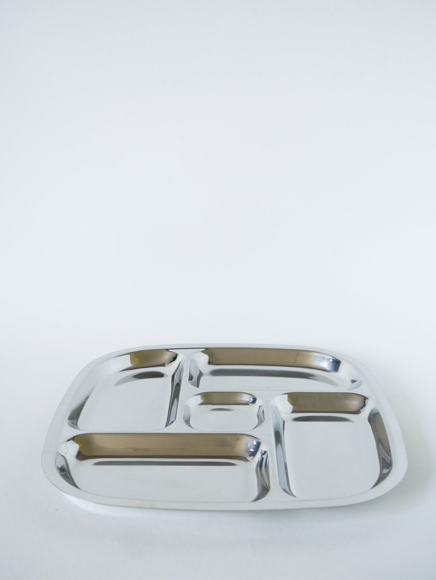 Présentoir à compartiments en inox, Carré, Design, 1970 - 27 cm