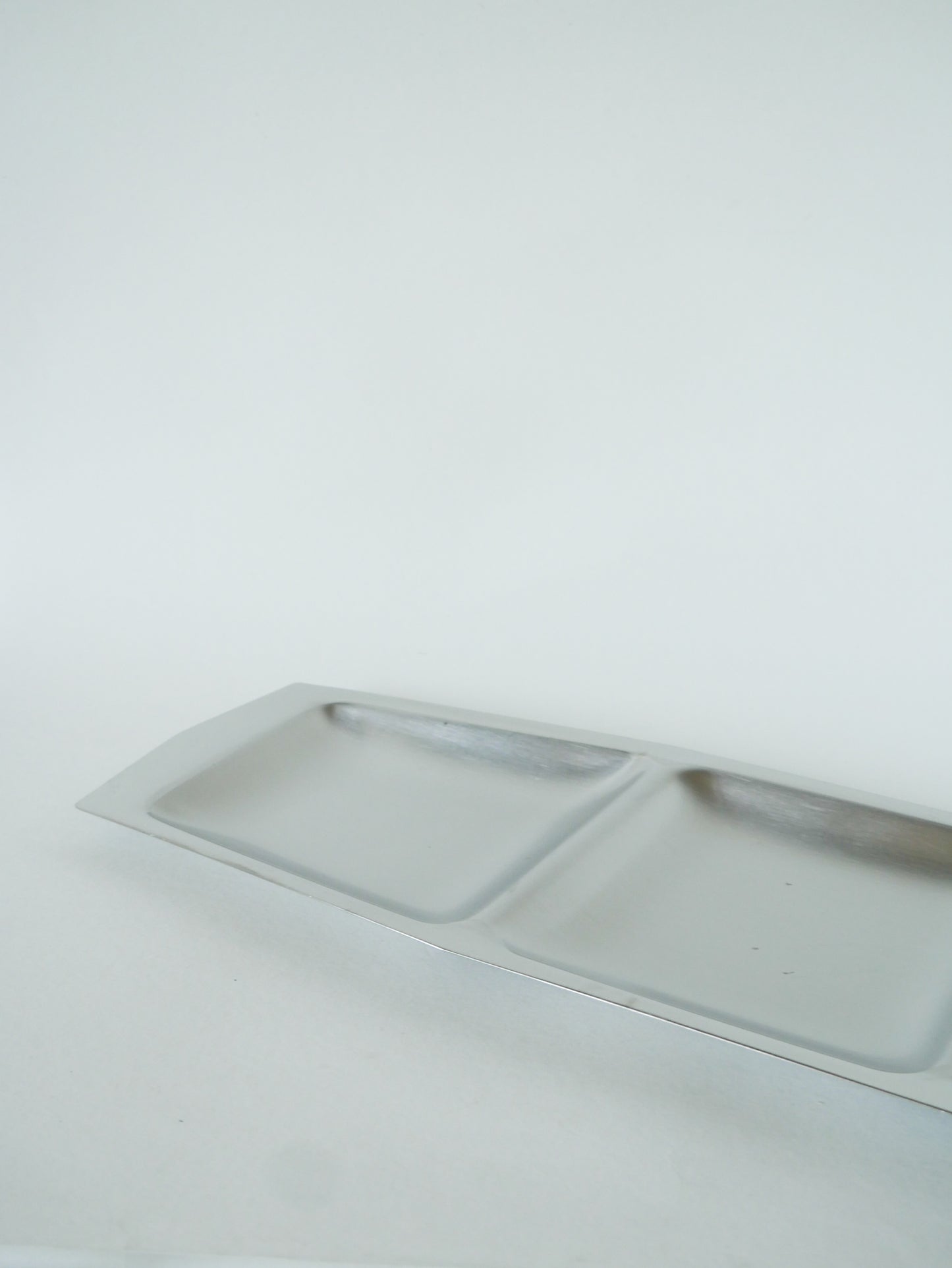 Grand plat à compartiments en inox, Rectangulaire, Design, 1970 - 41 X 19 cm