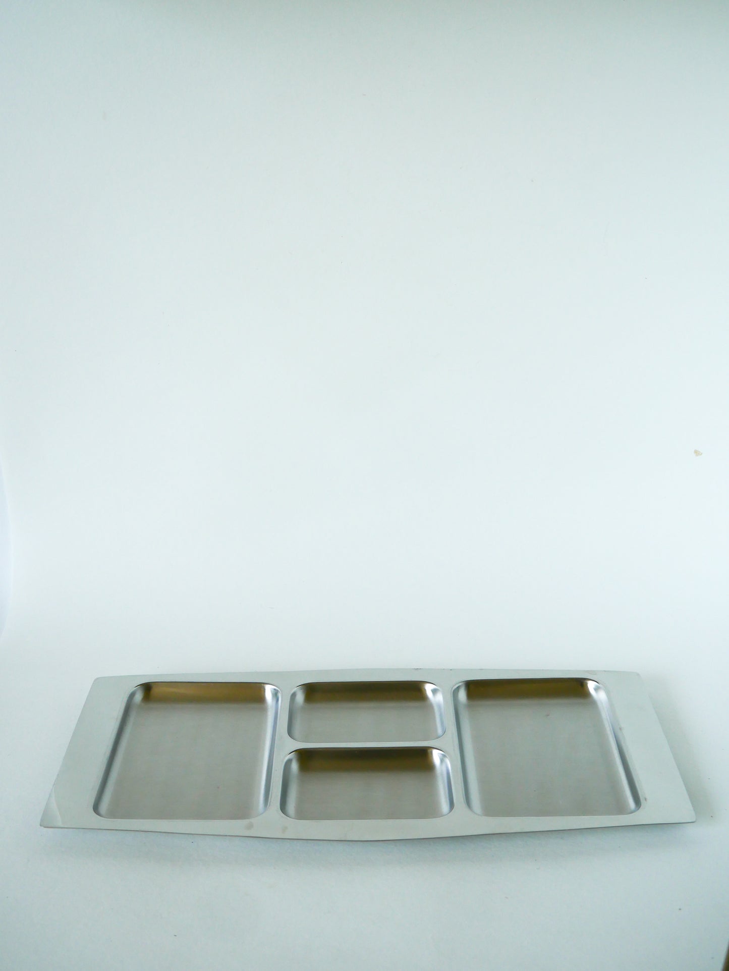 Grand plat à compartiments en inox, Rectangulaire, Design, 1970 - 54 X 19 cm
