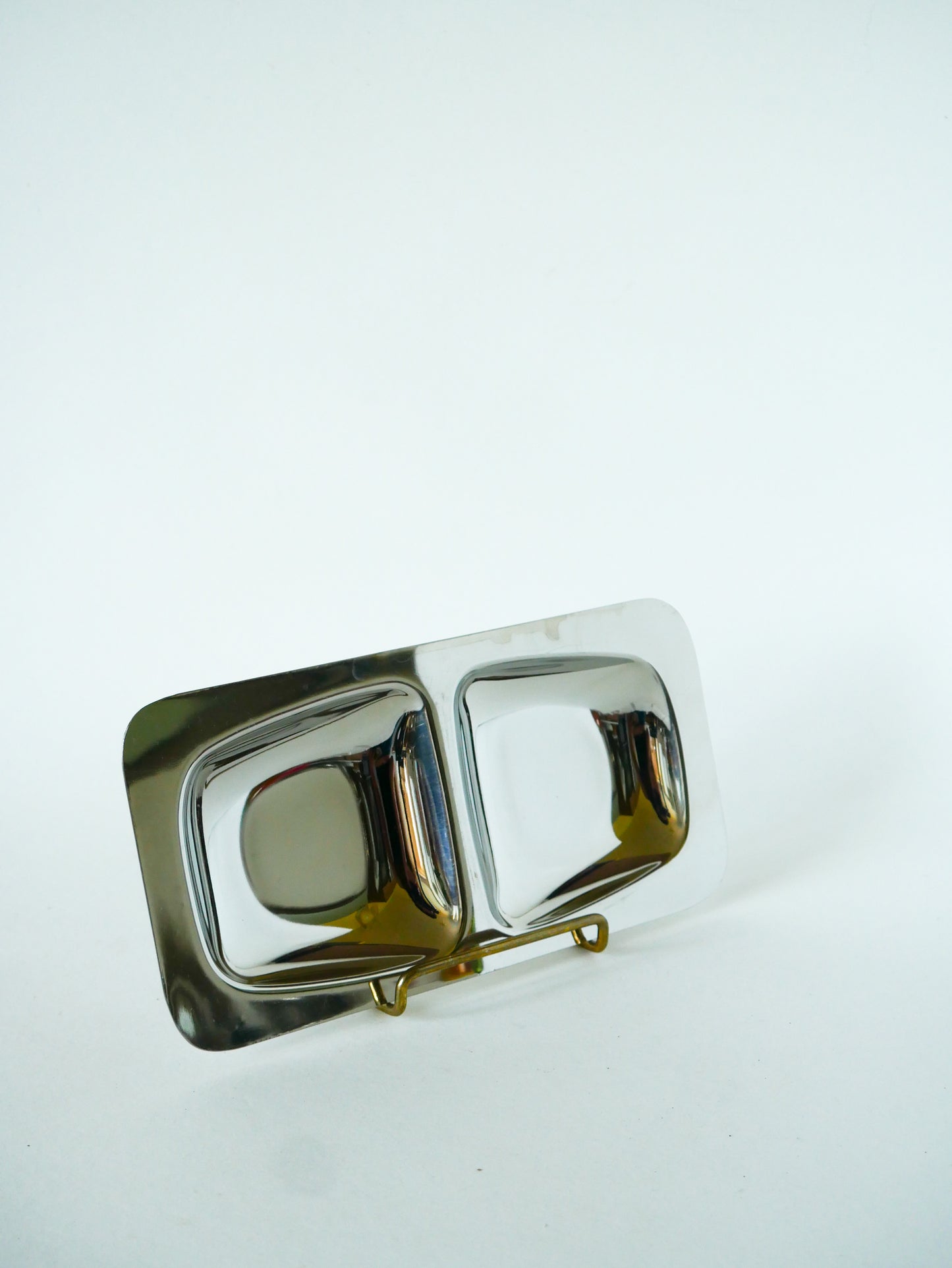 Petit plat à compartiments en inox, Rectangulaire, Design, 1970 - 21 X 12 cm