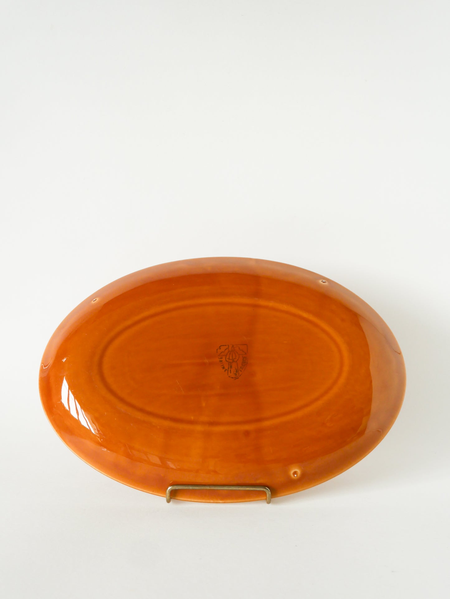 Plat oval, effet tissé, Jaune Moutarde, Salins, 1950