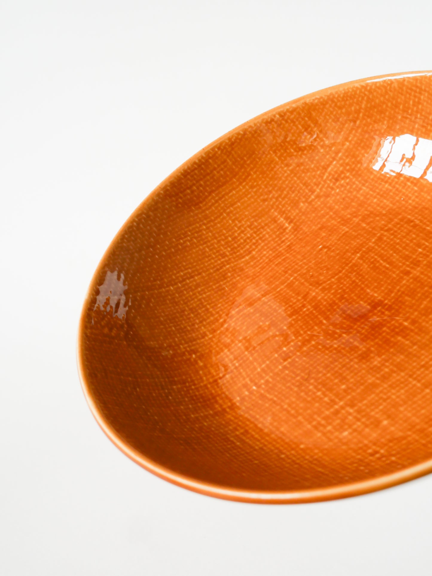 Plat rond creux, effet tissé, Jaune Moutarde, Salins, 1950