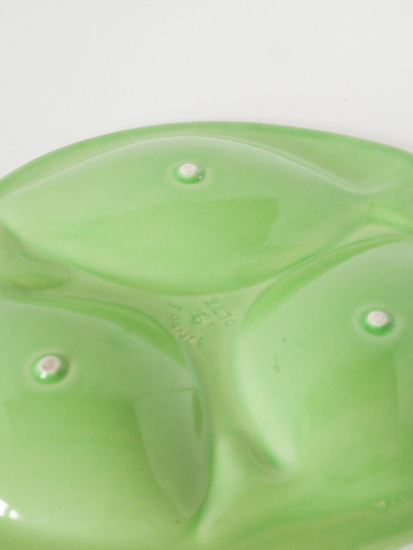Grand plat à compartiments, modèle Poisson, Vert Pomme, 1960