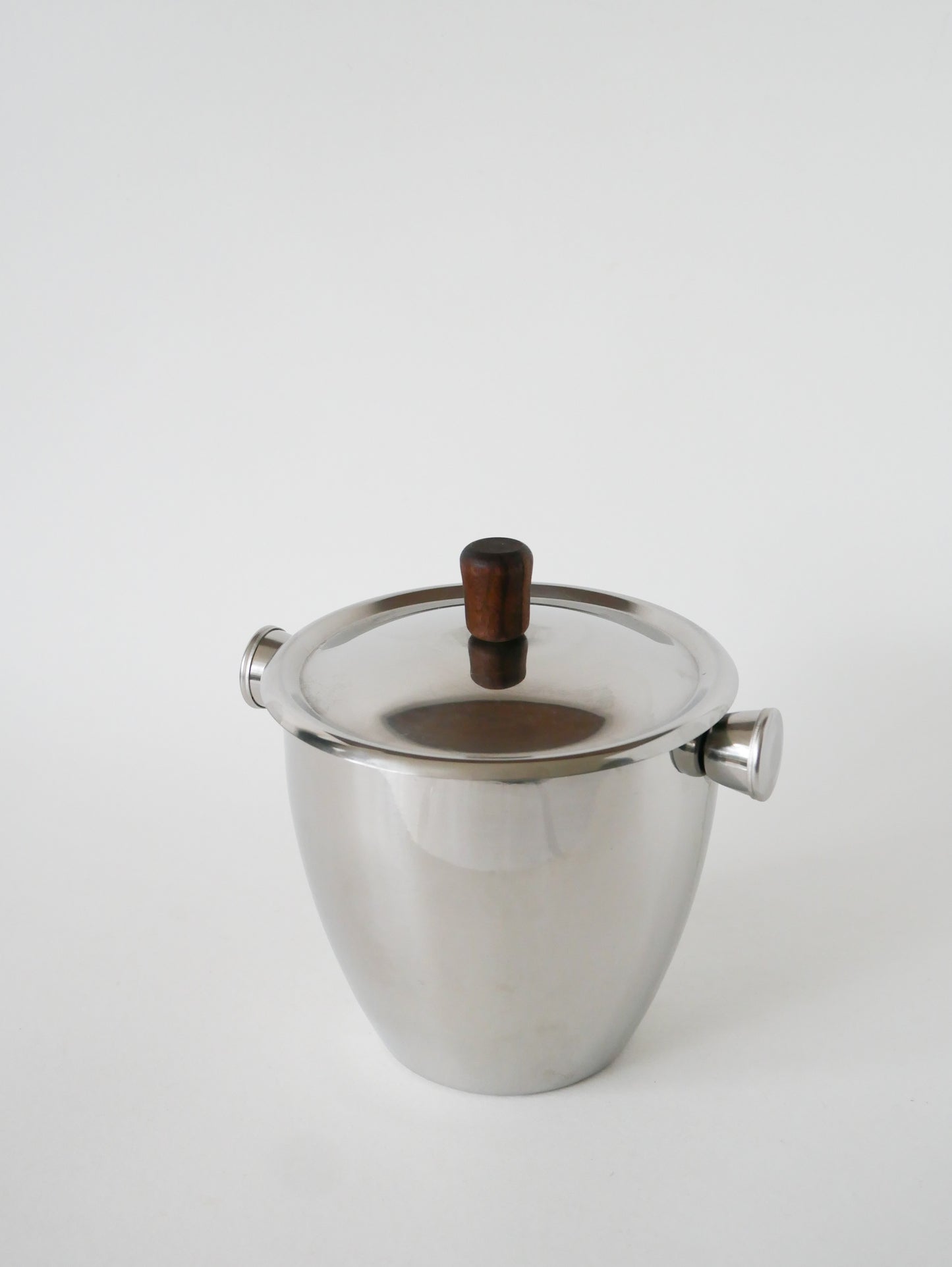 Grand seau à glace en inox et poignée en bois, 1970