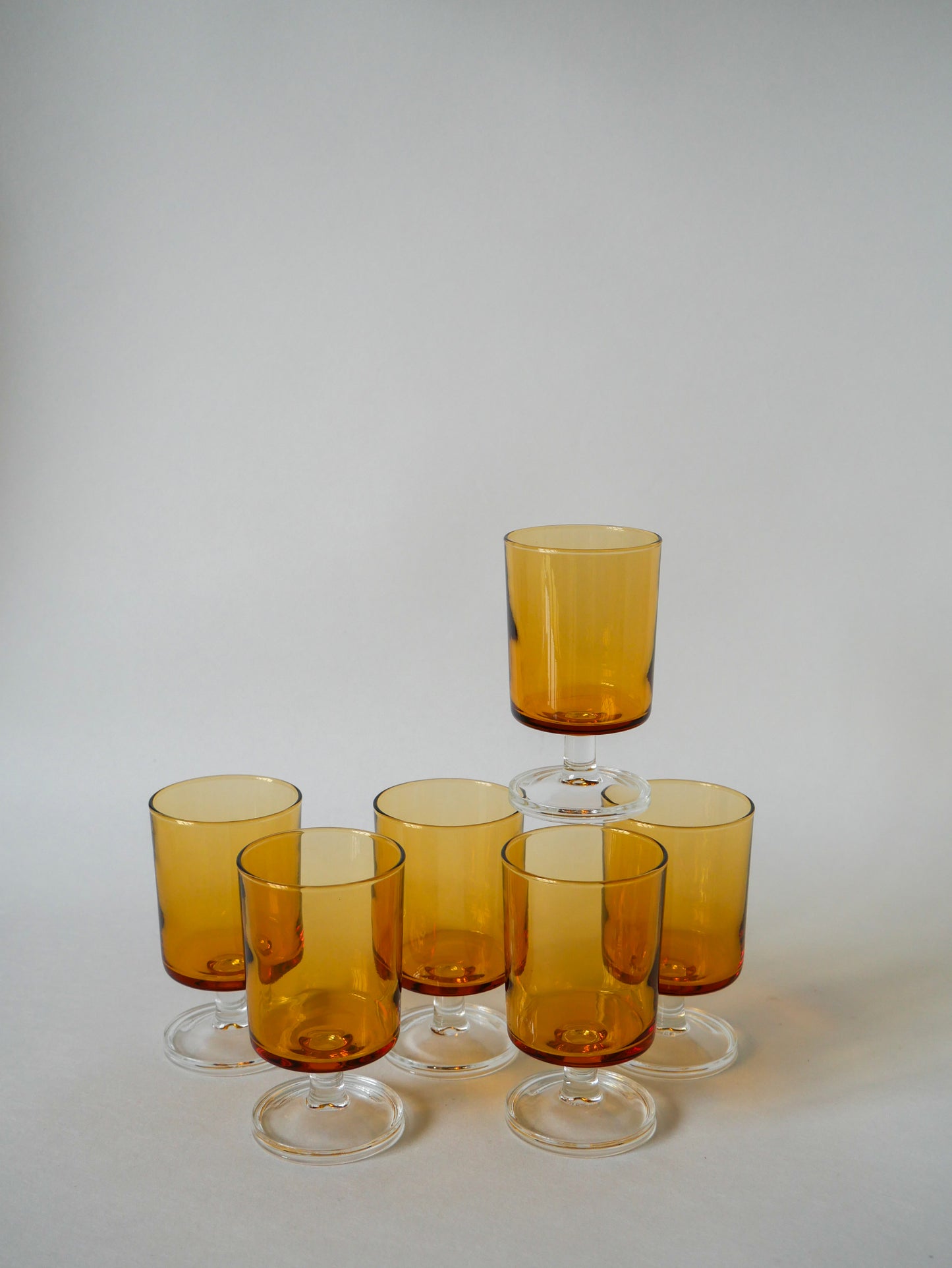 Lot de 6 verres à vin ambrés Luminarc vintage 1970