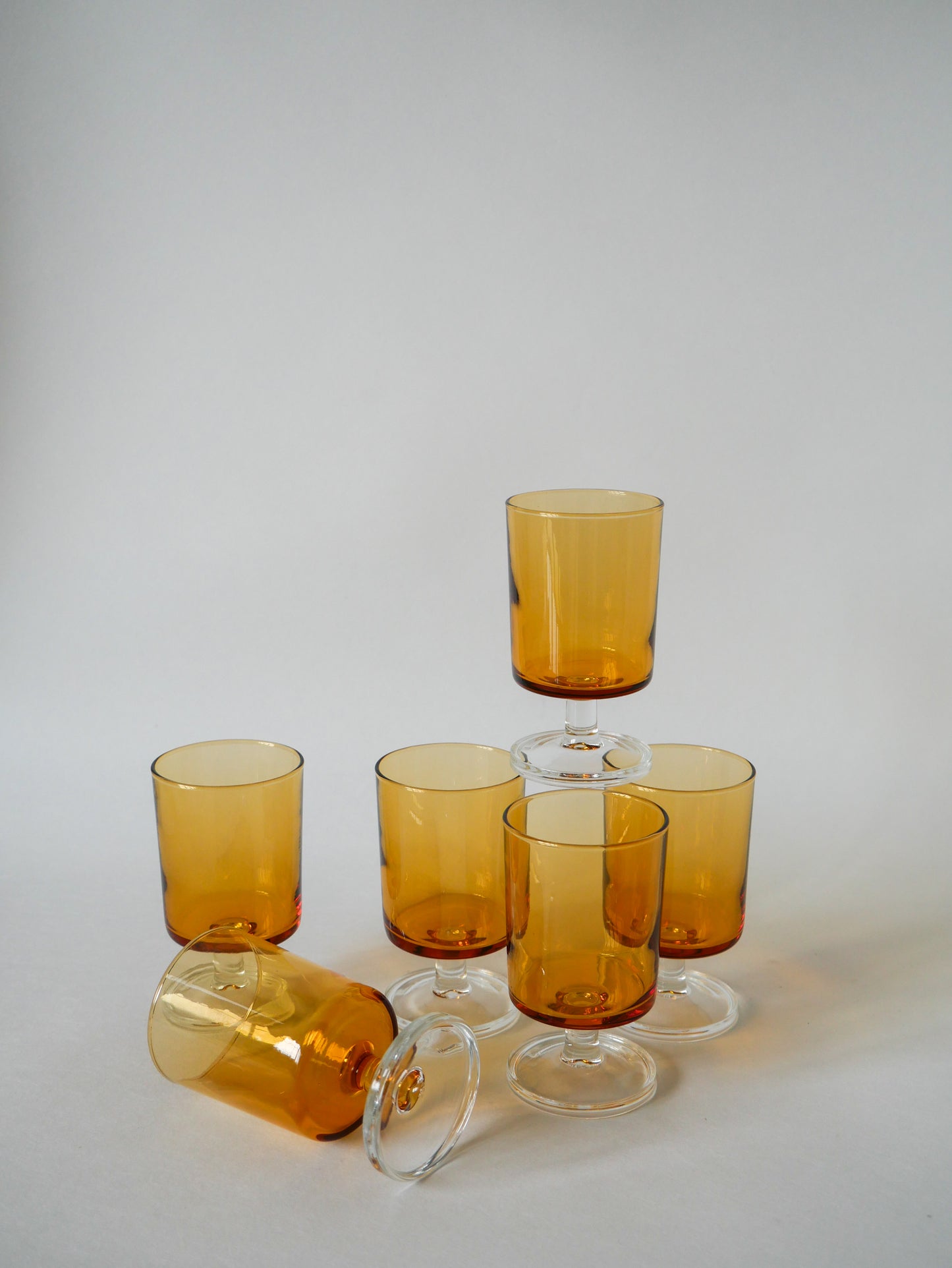 Lot de 6 verres à vin ambrés Luminarc vintage 1970