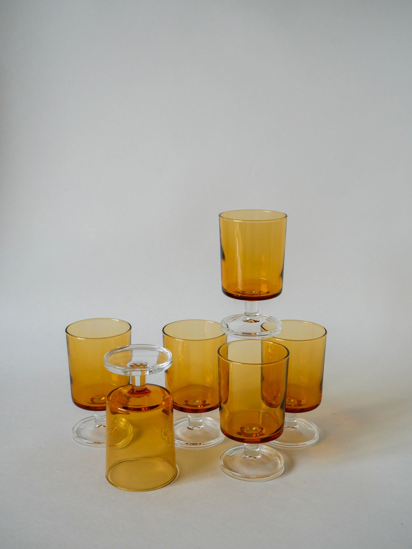 Lot de 6 verres à vin ambrés Luminarc vintage 1970
