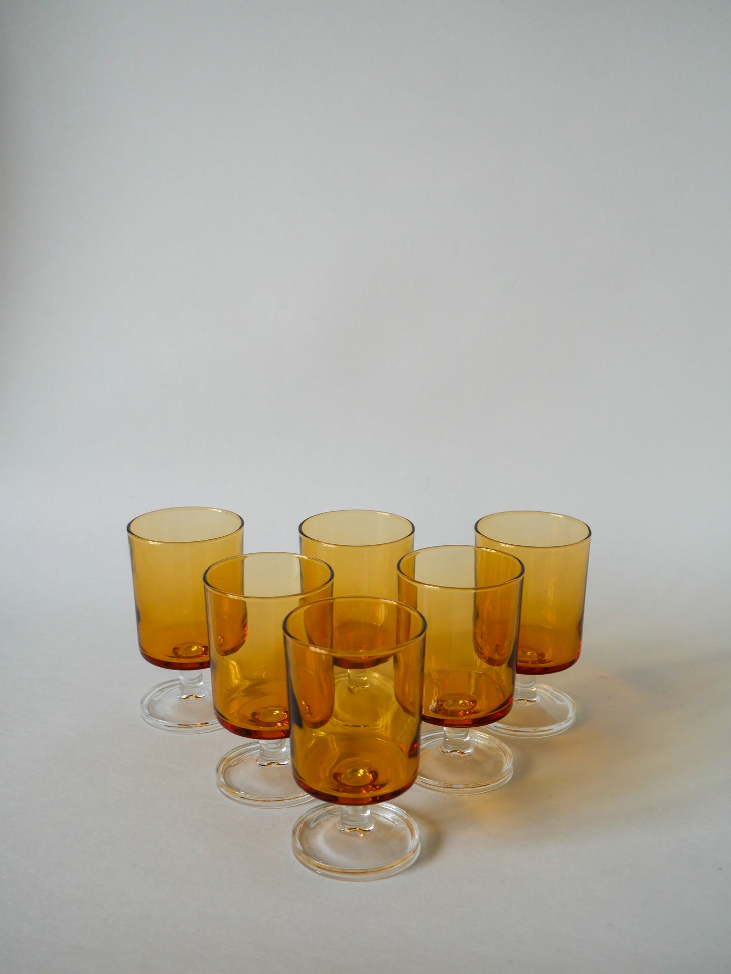 Lot de 6 verres à vin ambrés Luminarc vintage 1970