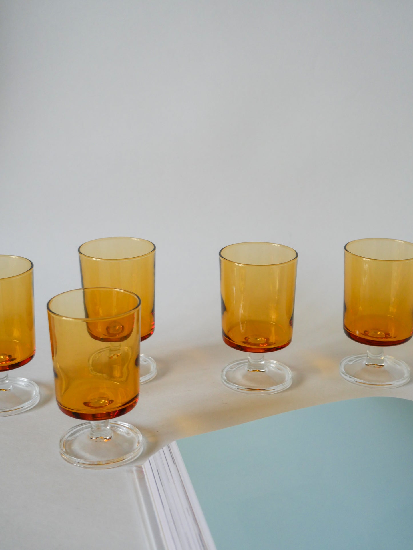 Lot de 6 verres à vin ambrés Luminarc vintage 1970